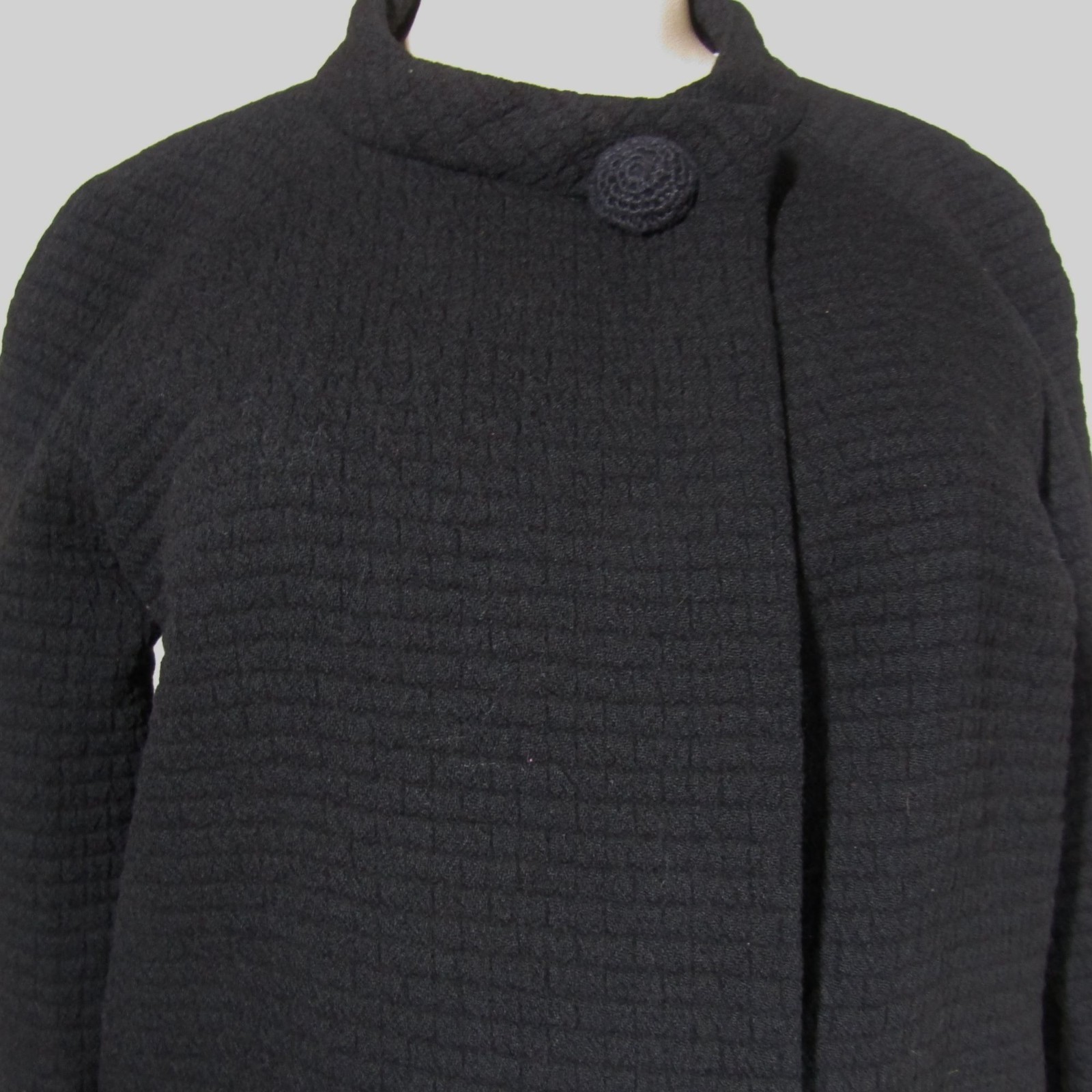 VTG 1960s Black Jackie O Mid Century Modern Minimalist Mad Men Mod Coat M