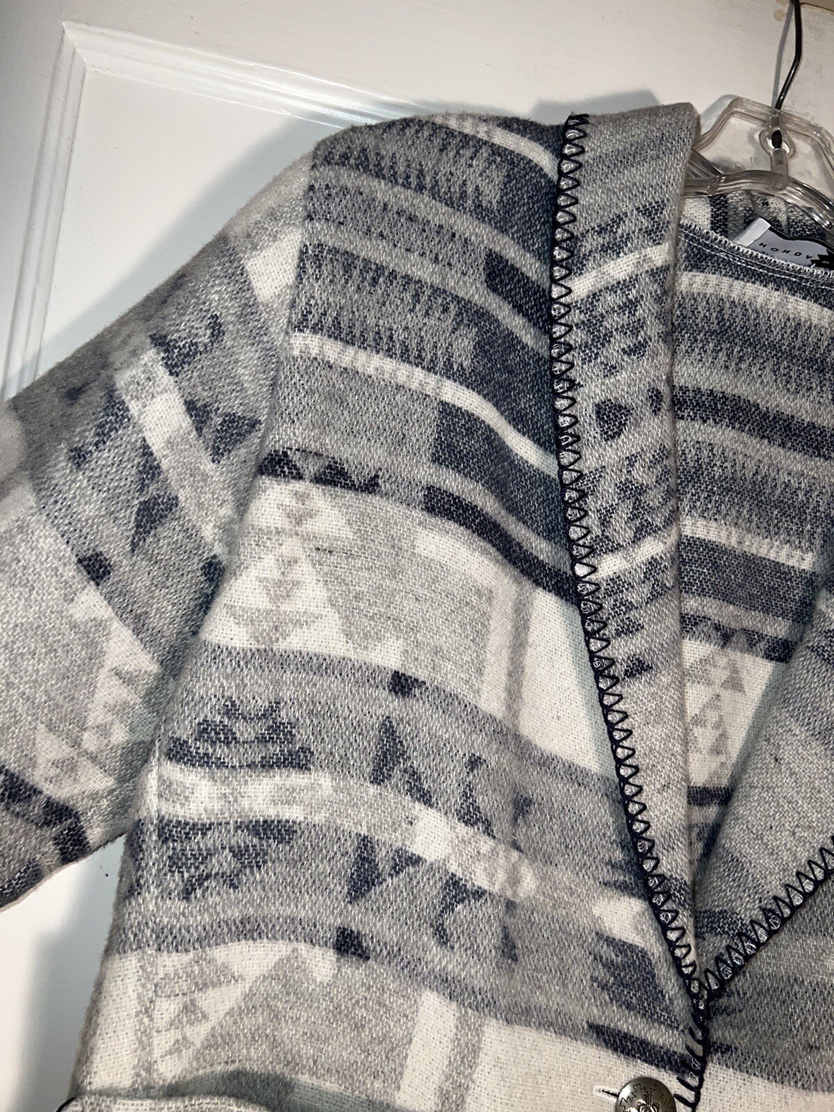 Rhonda Stark Vintage Wool Blend Jacket South Western Aztec Design Size L. c898