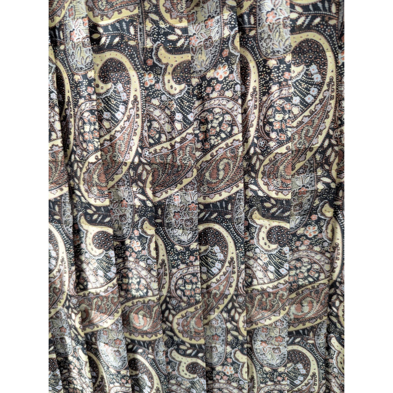 Vintage Damon Dress Womens 20WP Paisley Pleated Blouson Midi Dress ILGWU USA