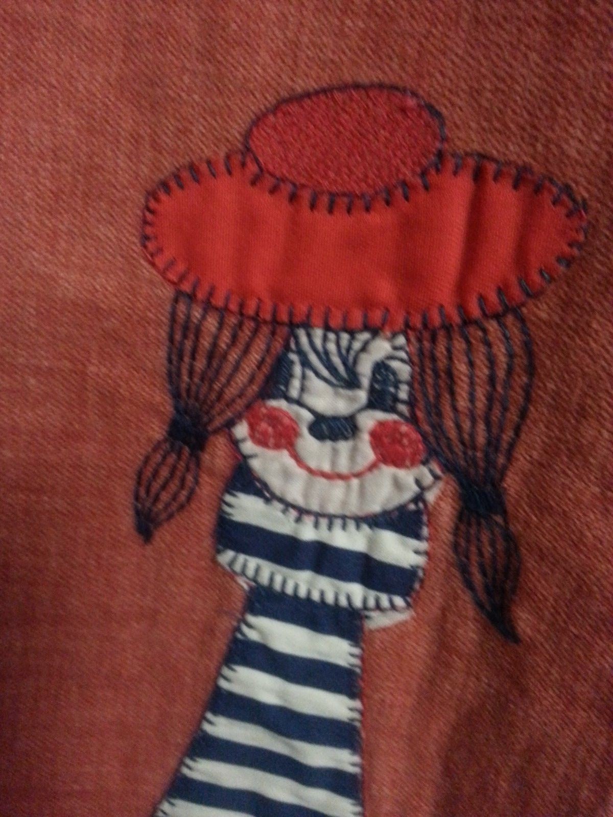 VTG 70s Wide Leg Elephant Pants High Waist Raggedy Ann Salmon Orange Hippy 27-30