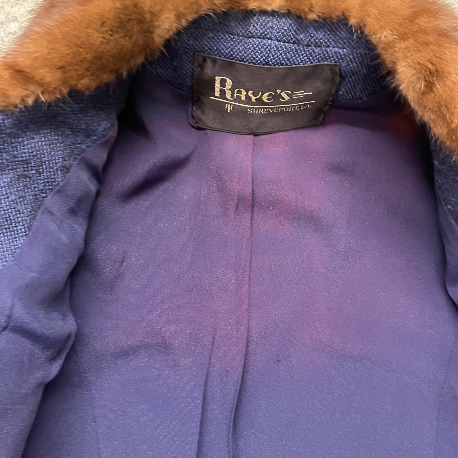 Vtg Zelinka Matlick Jacket Womens S Blue Forstmann Virgin Wool Fur Old Hollywood