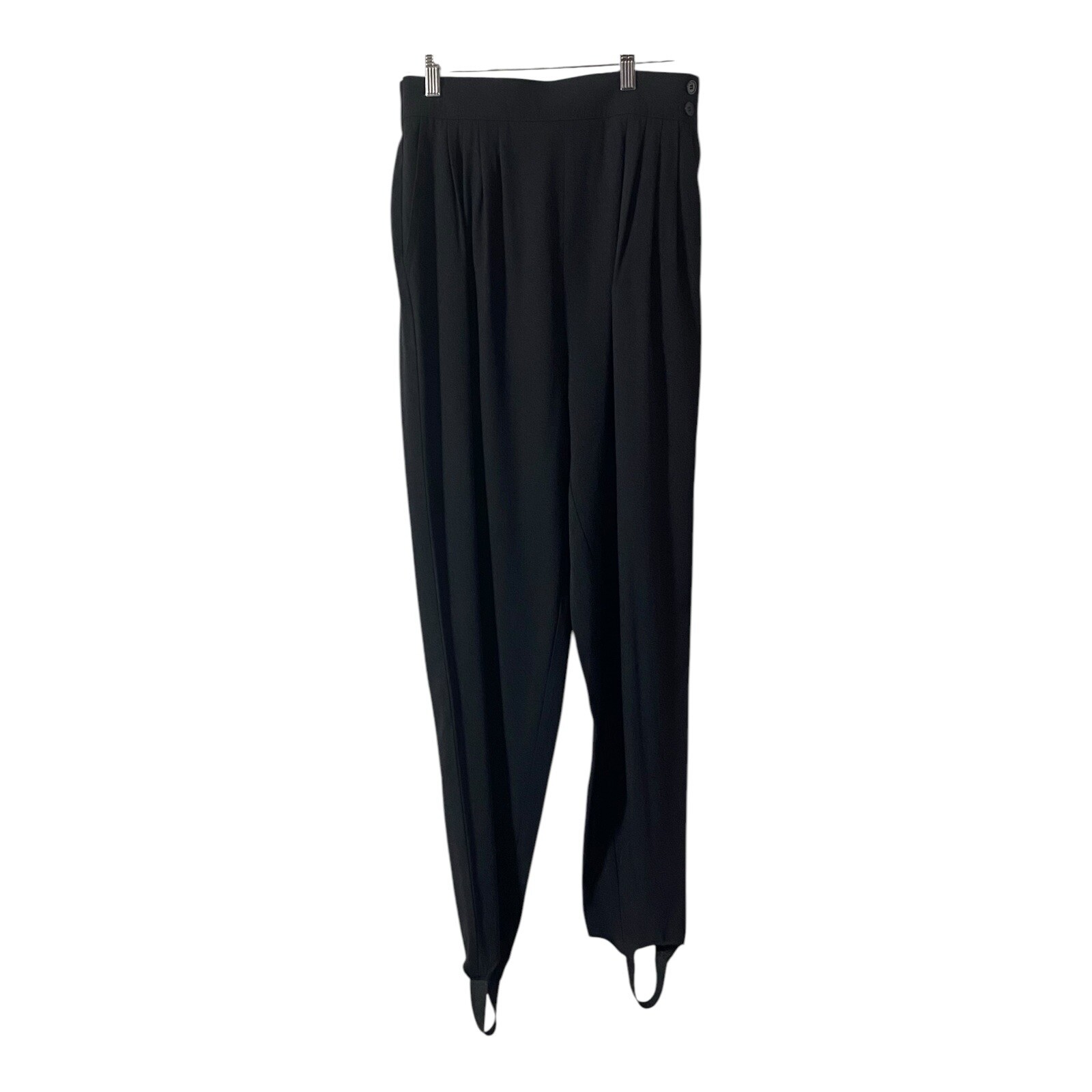VTG Counterparts Women’s Black Pleated Stirrup Pants Trousers Elastic Waist S 14