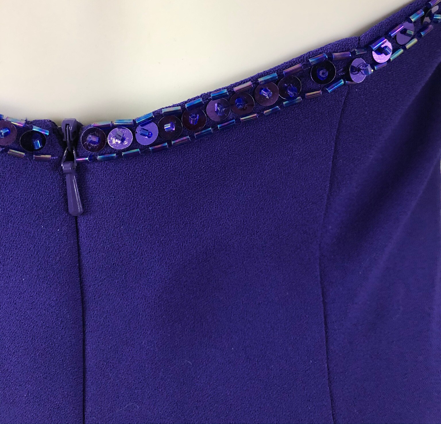 Vintage Dress Purple Halter Gown Size 6 Small Beaded Evening Ankle Length 1980s