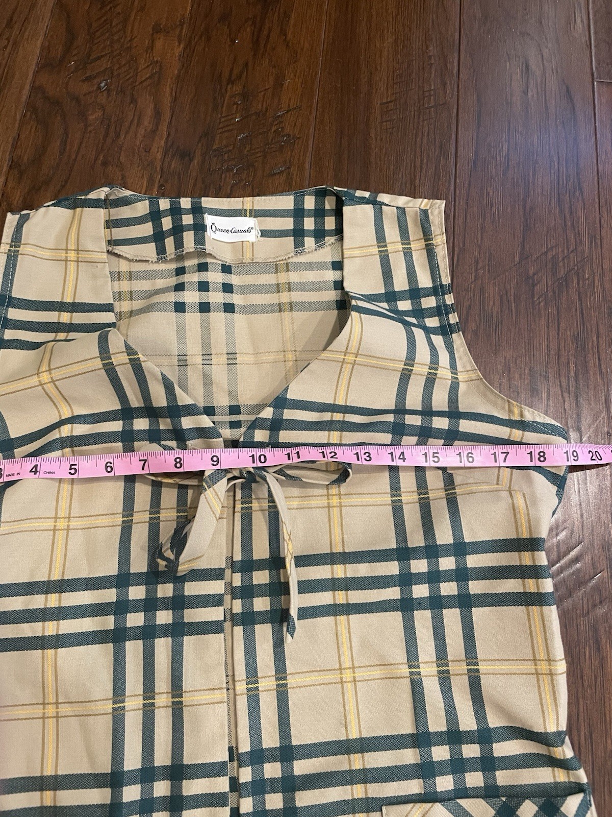 Vintage Queen Casuals Tan And Green Plaid Skirt And Vest Small-Medium