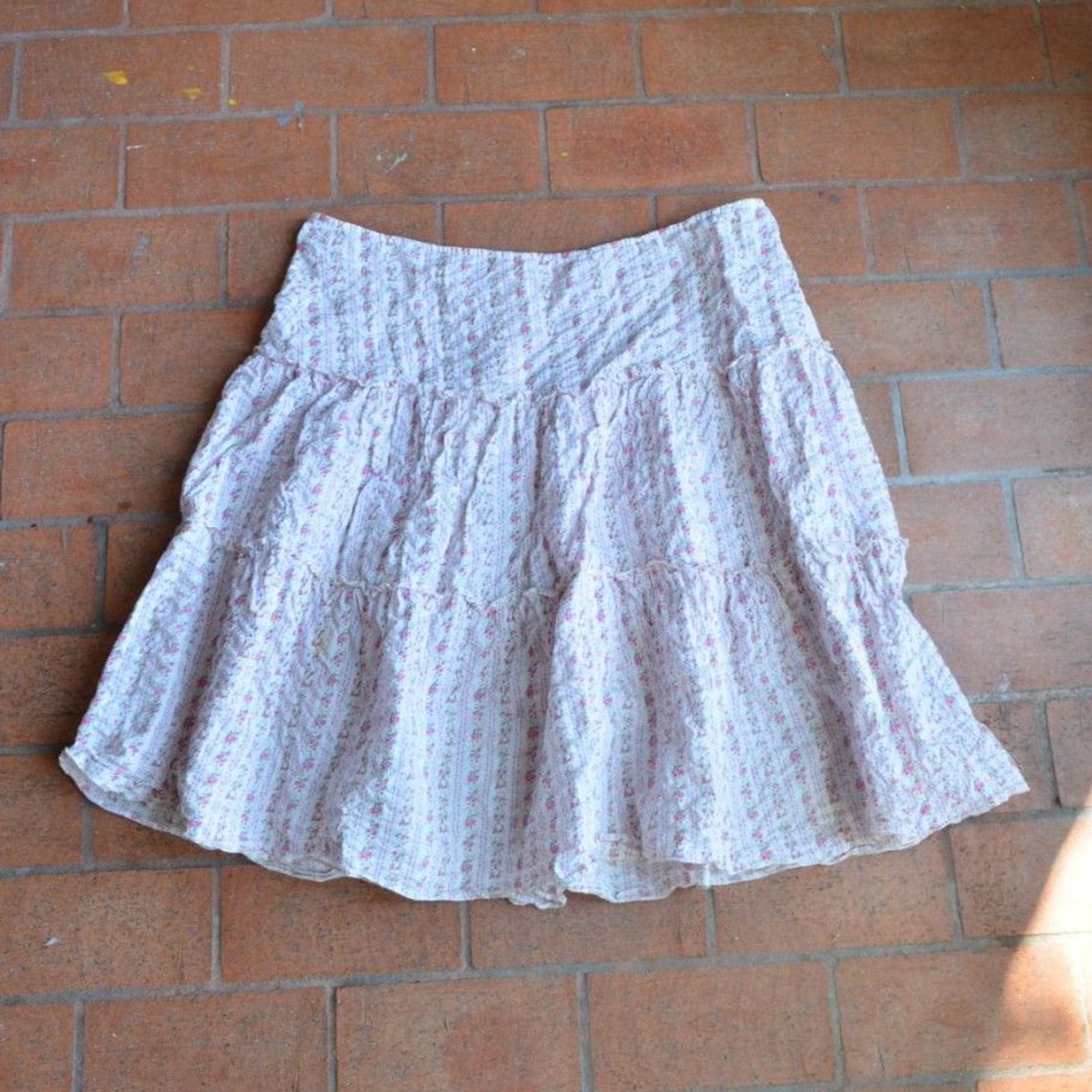 Y2K Mossimo Pink Tiered Ruffle Mini Skirt Boho Coquette – XL