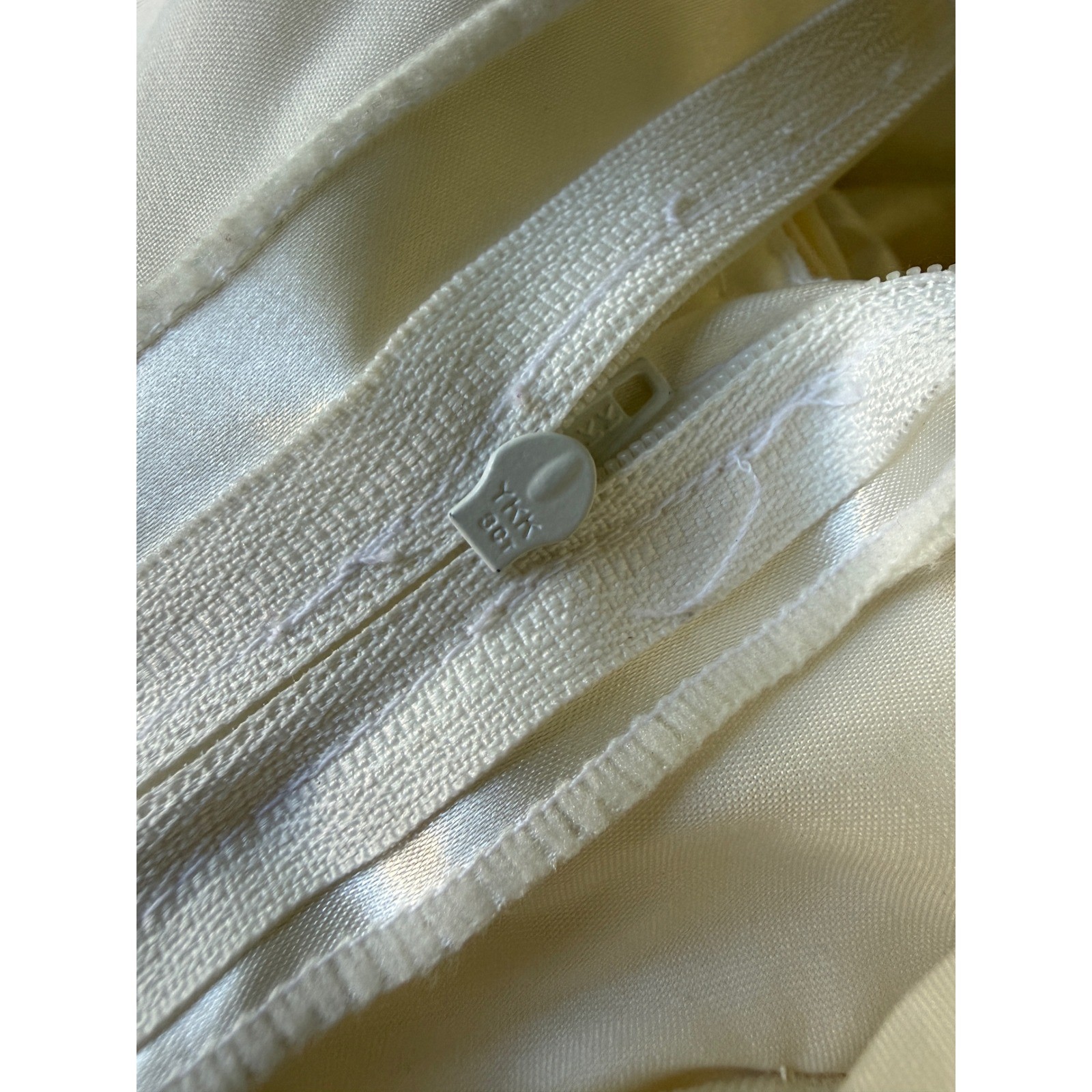 Vintage Ivory Satin Beaded bride Wedding Dress Long Sleeve Train 80s XL