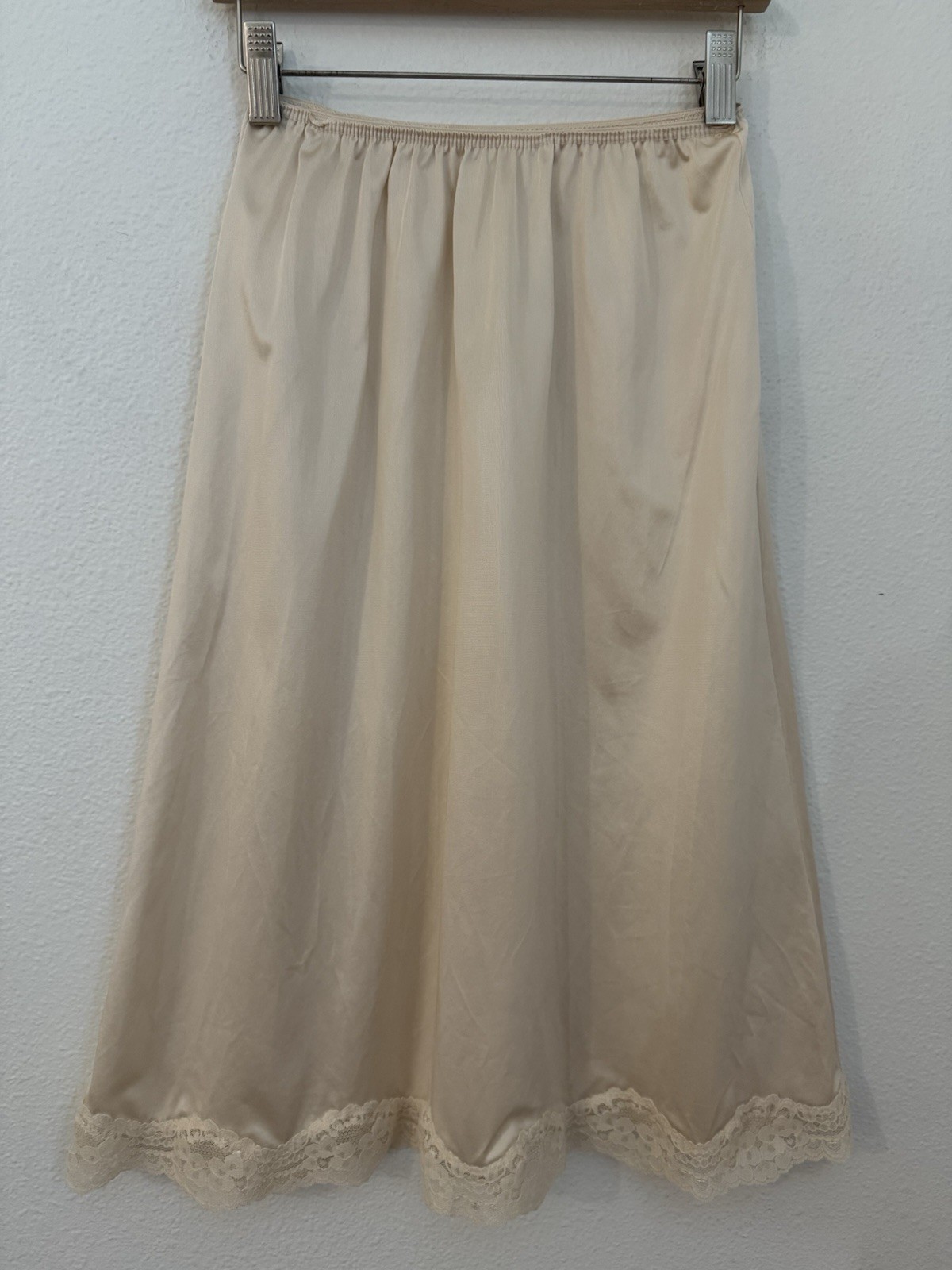 Greenco Maid Beige Half Slip M Vintage Women Lace Trim Hem Lingerie
