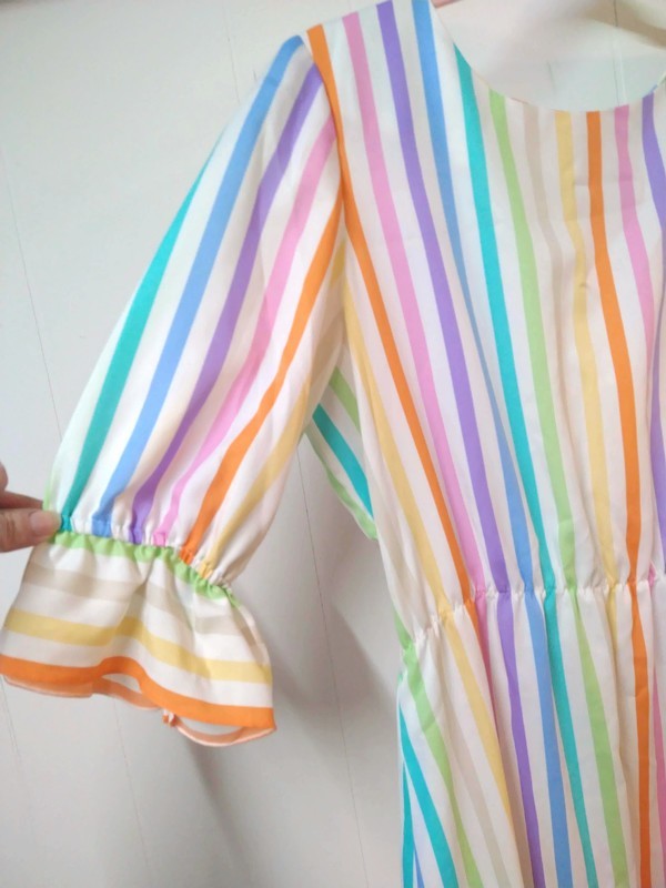 VTG Jamison Carroll Reed WM (Vtg) 16 Pastel Rainbow Day Dress Blouson 80s