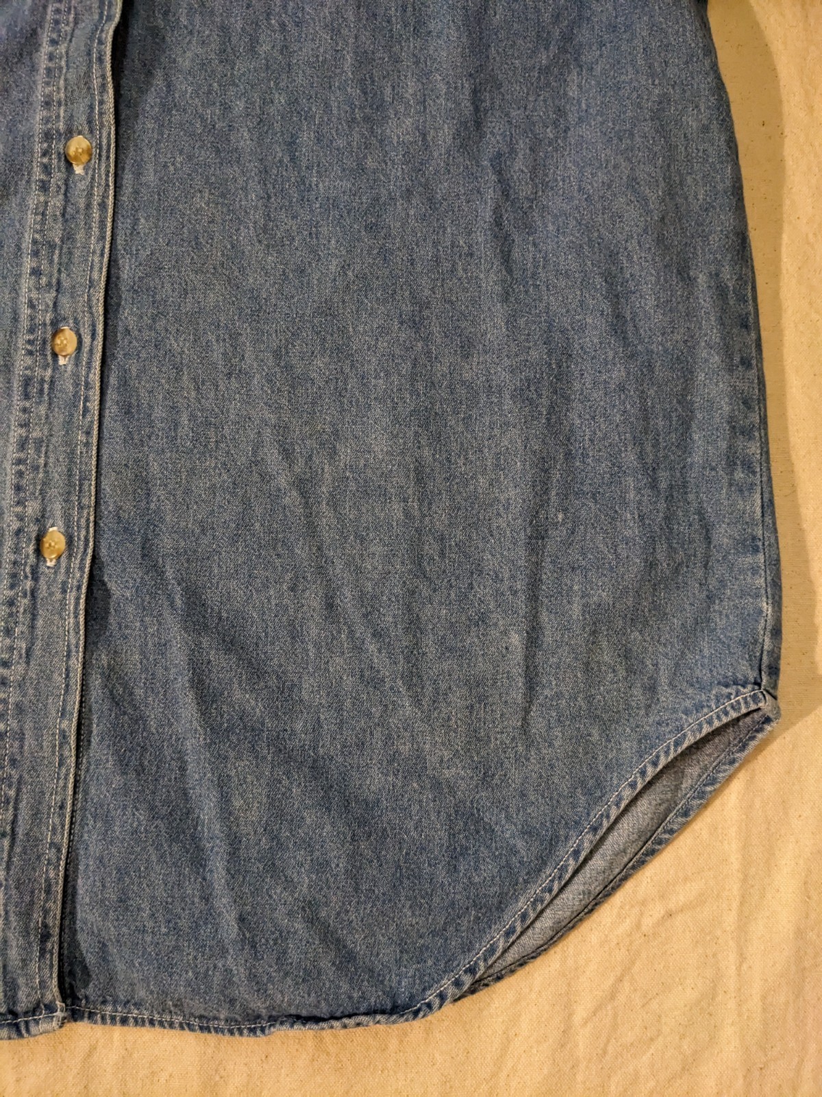 Vintage Let’s Quizz Again Embroidered Button Up Denim Shirt Cowboy Teddy Bears M