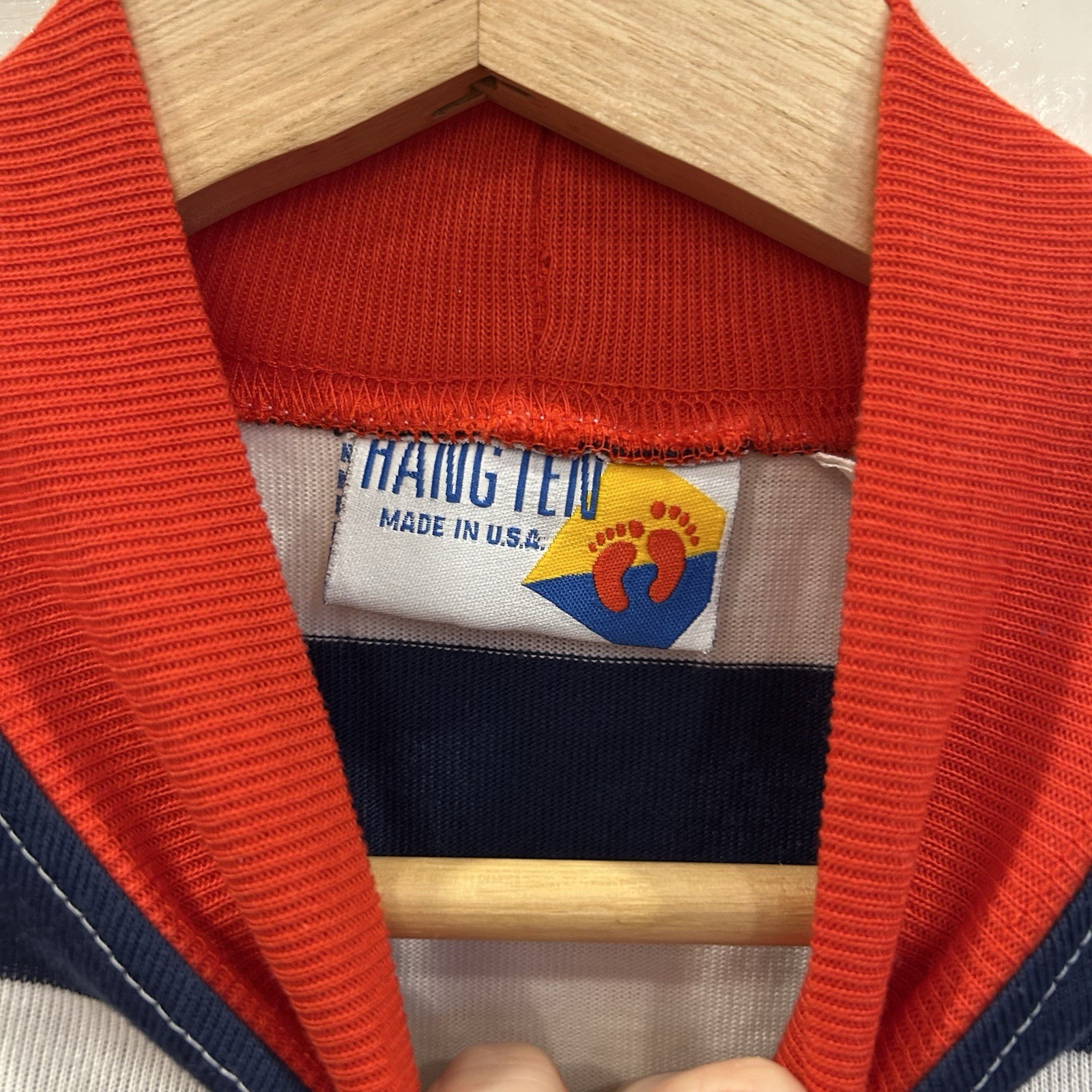 Vintage 80s Hang Ten Nautical Striped Tank Top White/navy/red Size L With Pocket