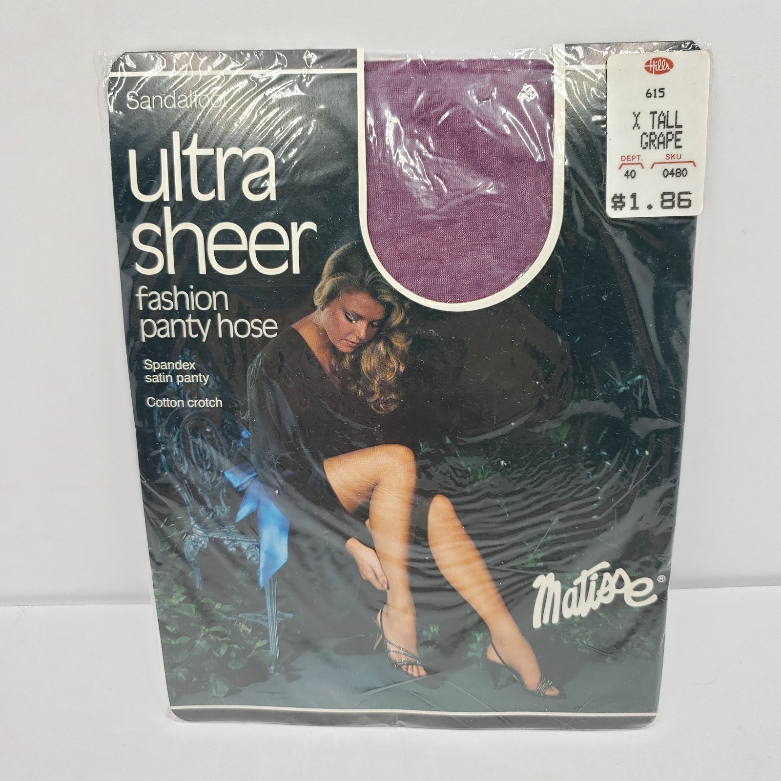 Vintage Matisse Sheer Support Ultra Sheer Pantyhose Lot 2 X Tall Grape Coffee