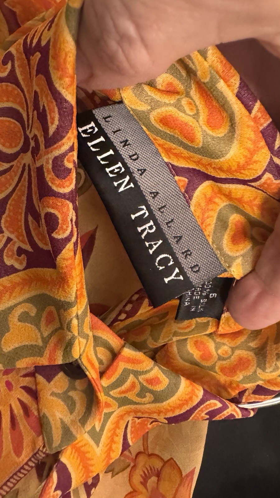 Linda Allard Ellen Tracy 2 Pc Silk Tropical Print Blouse (6) And Skirt (8)