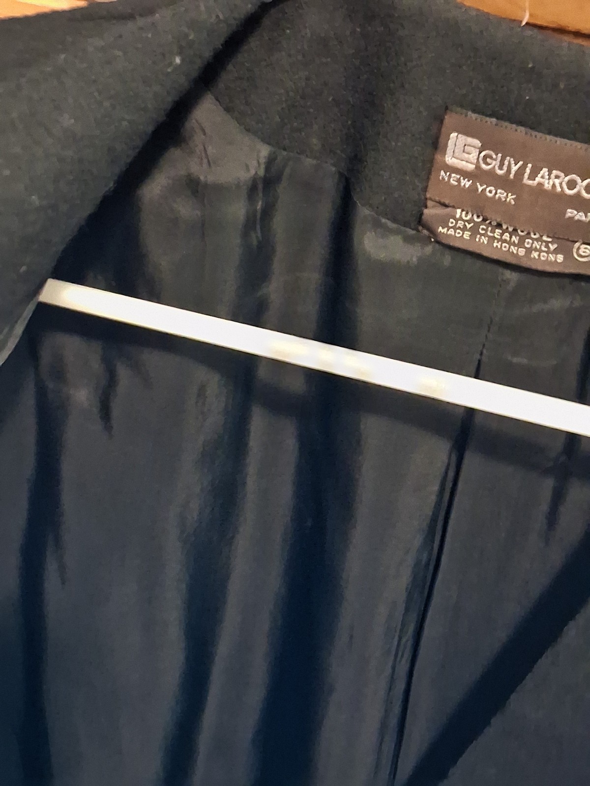 Vintage Guy Laroche Wool Blazer Skirt Suit Black 80s Tag 8 Fits Modern XS 0 2