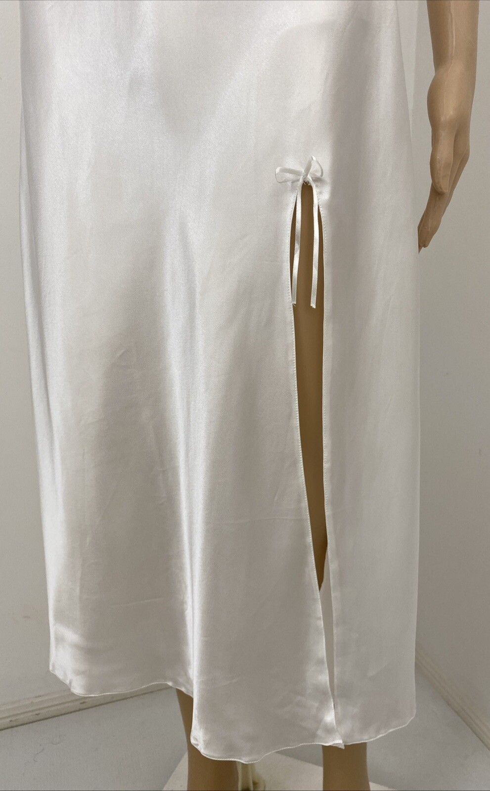 Vintage Espaur XXS-XS / 6-8 Bridal Nightie Negligee Set White Satin Floral Lace