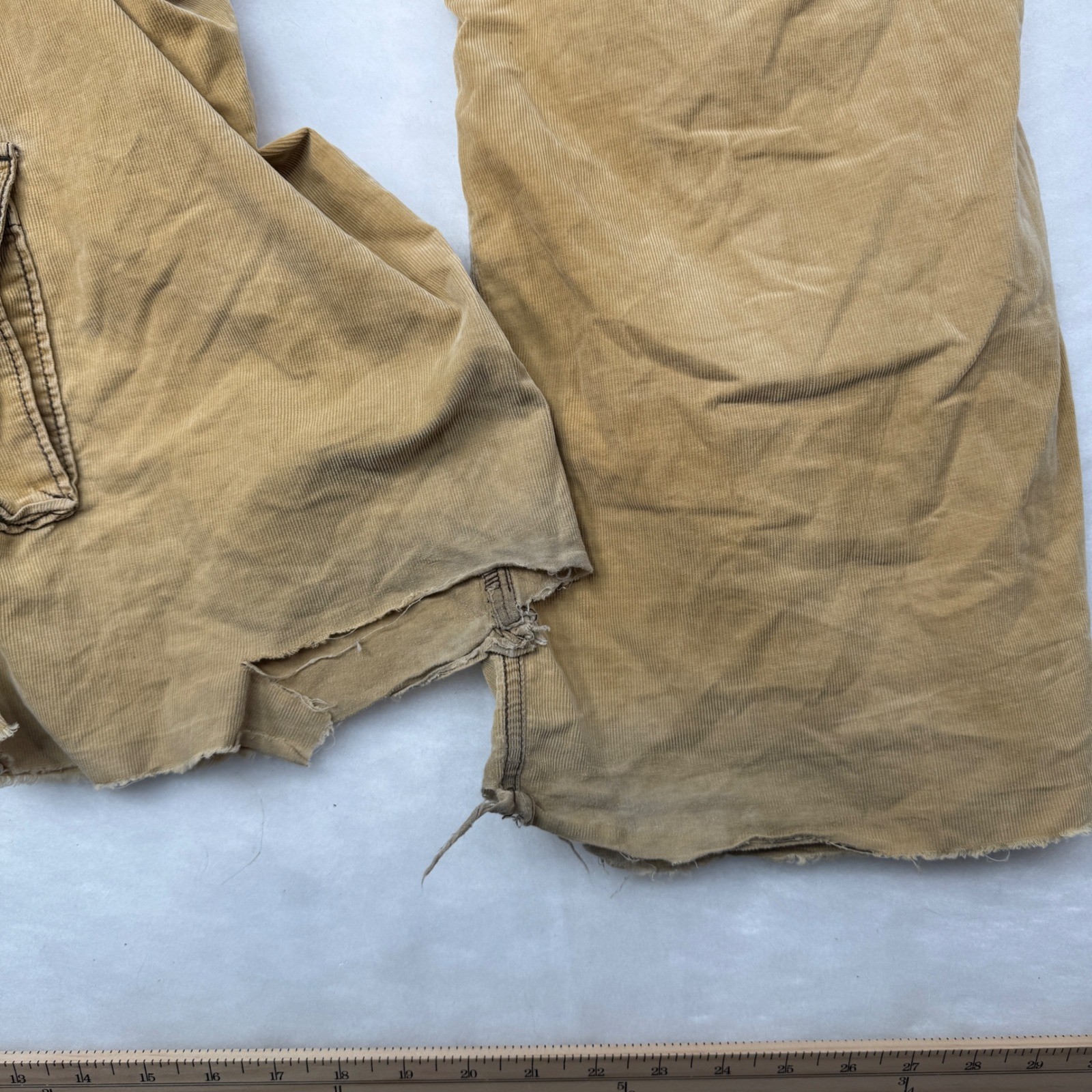 Vtg Y2K Abercrombie & Fitch Corduroy Cargo Paratrooper Pants Womens M Tan