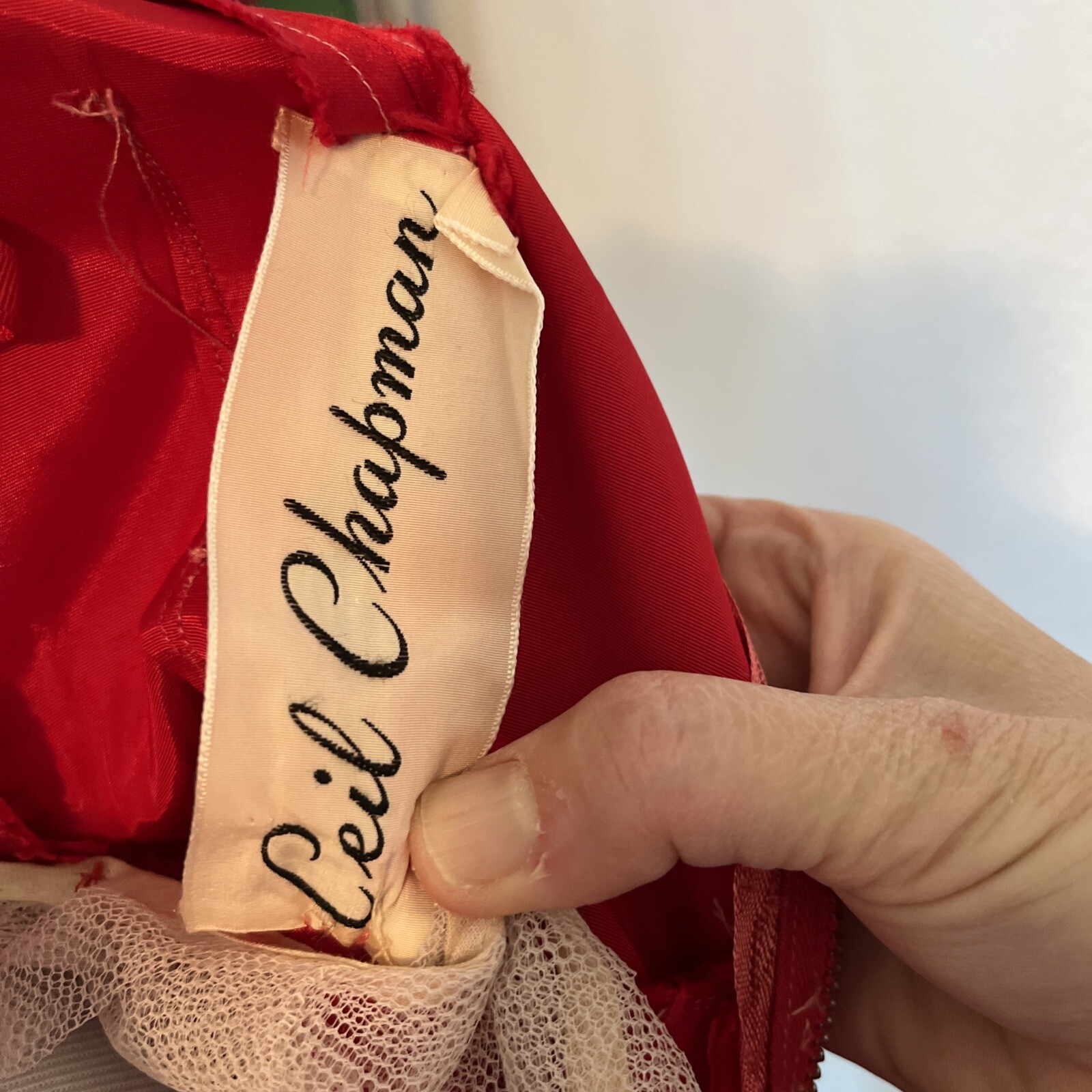 Vintage Ceil Chapman Dress 50s Red Spaghetti Straps Rare 🍒🍒 Bow