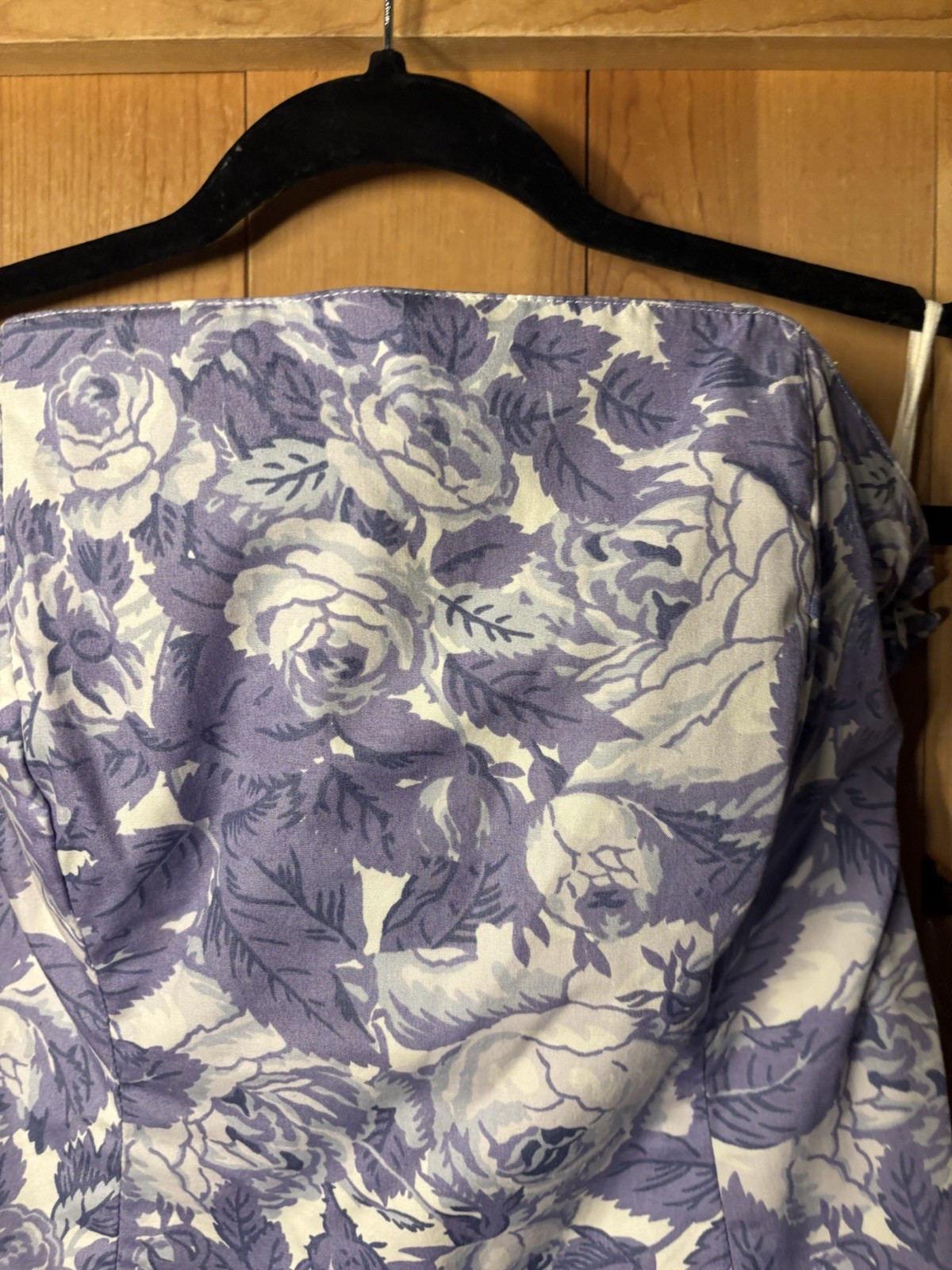VTG Laura Ashley Dress Strapless Floral Purple XS/S Draped Bow 34/32 (tiny Flaw