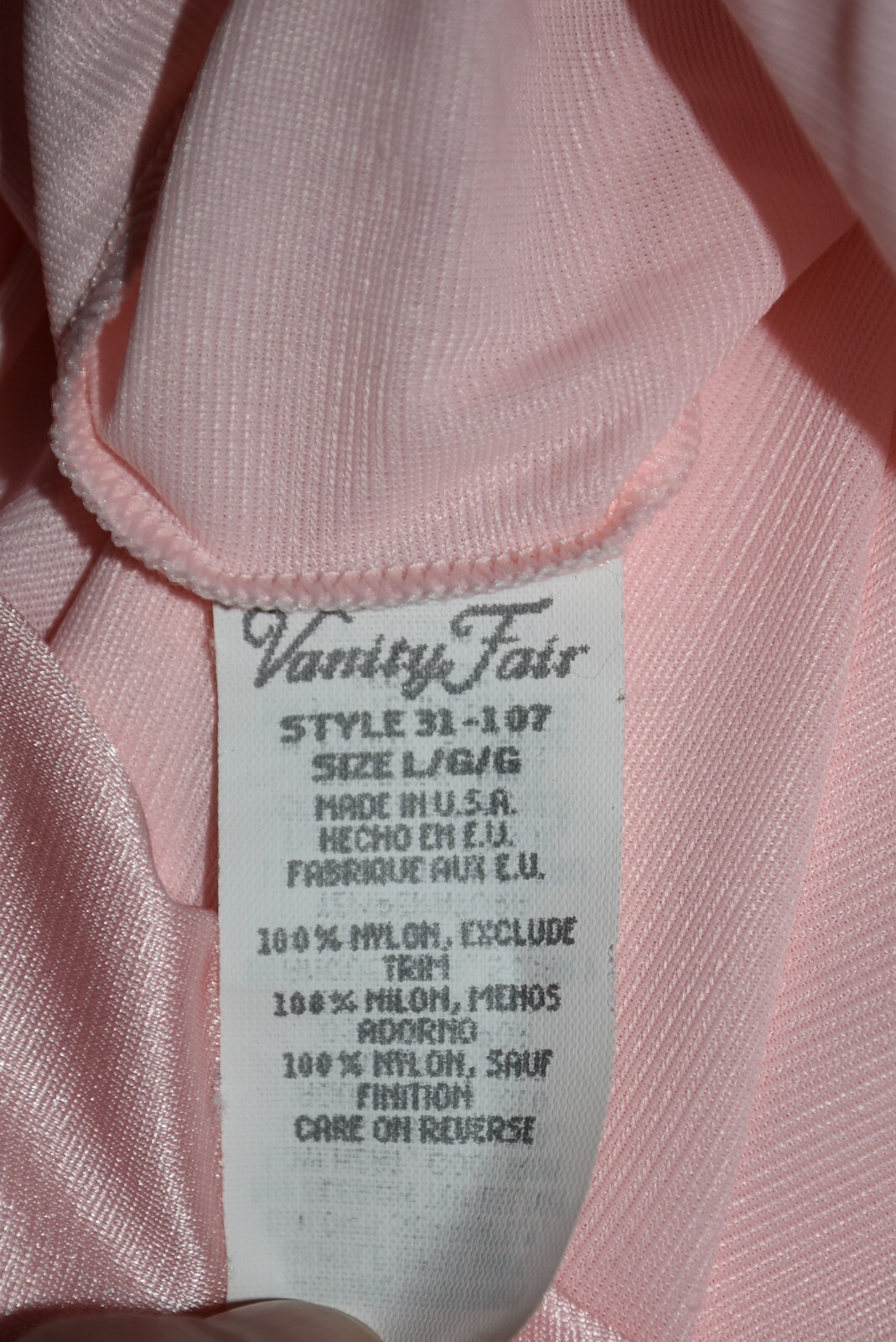 Vintage VANITY FAIR women’s Large PINK BELOW KNEE HOUSECOAT DUSTER robe USA VGC