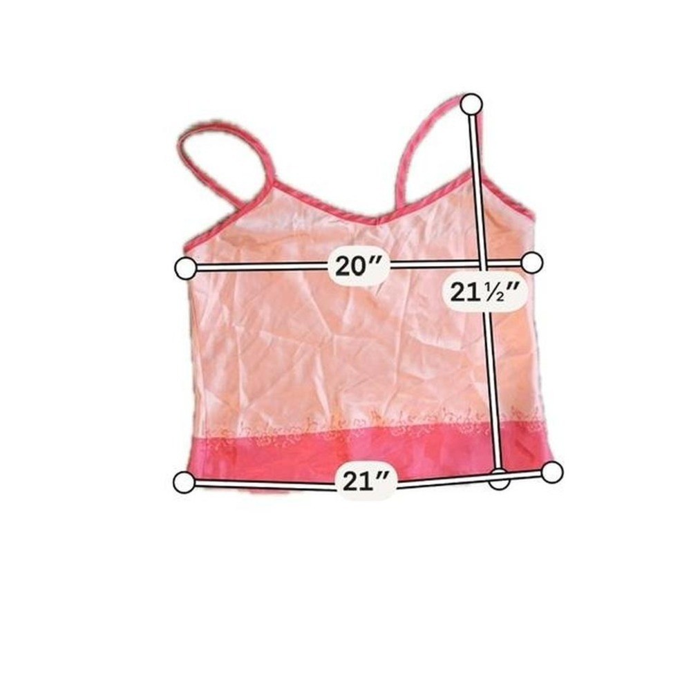 Y2K Secret Sleepwear Pink & Red Satin Cami Top Floral Embroidery Contrast Trim L