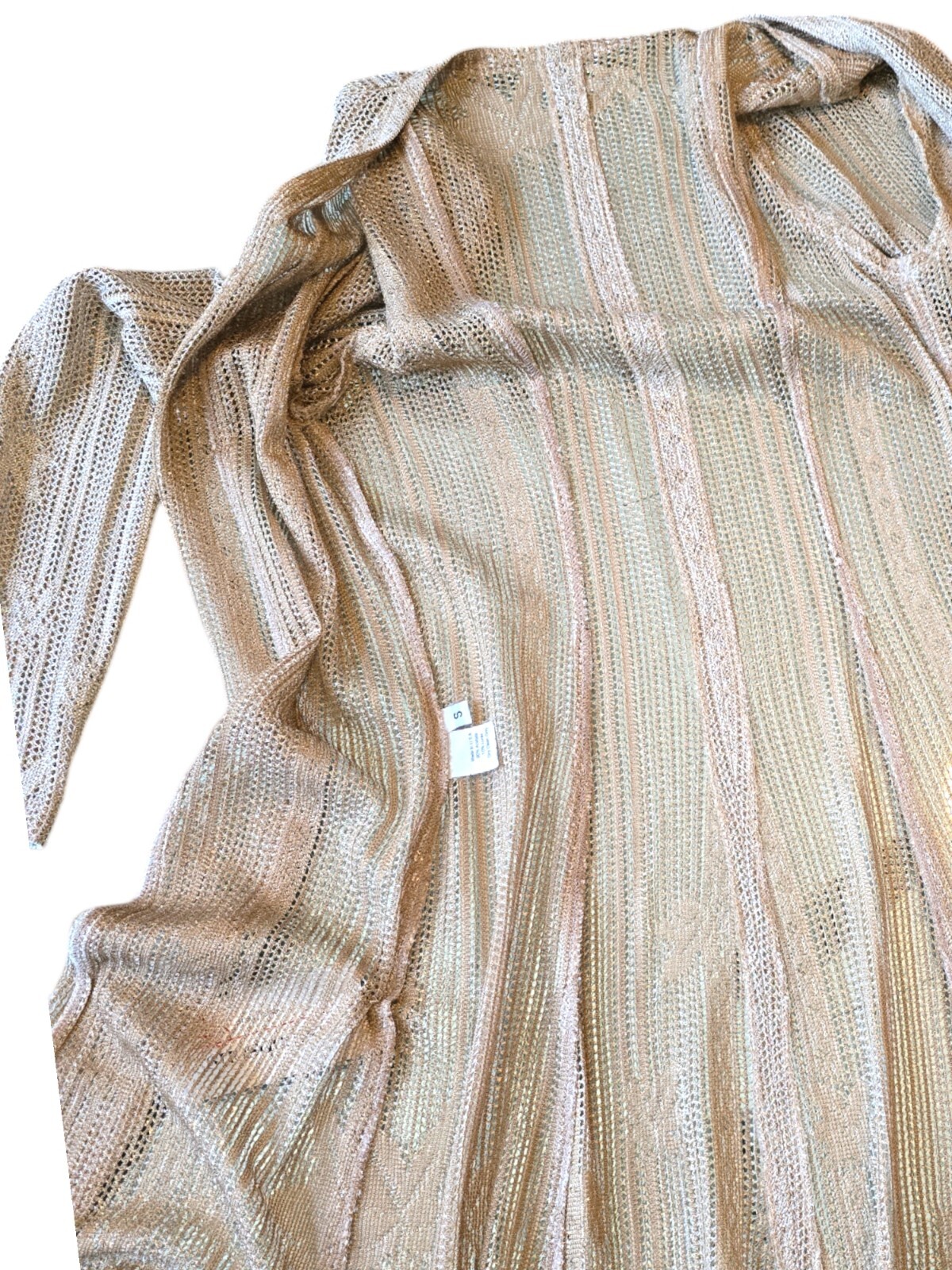 New Vintage Damianou Golden Knit 3 PC Set Skirt Jacket Top S Deco Look
