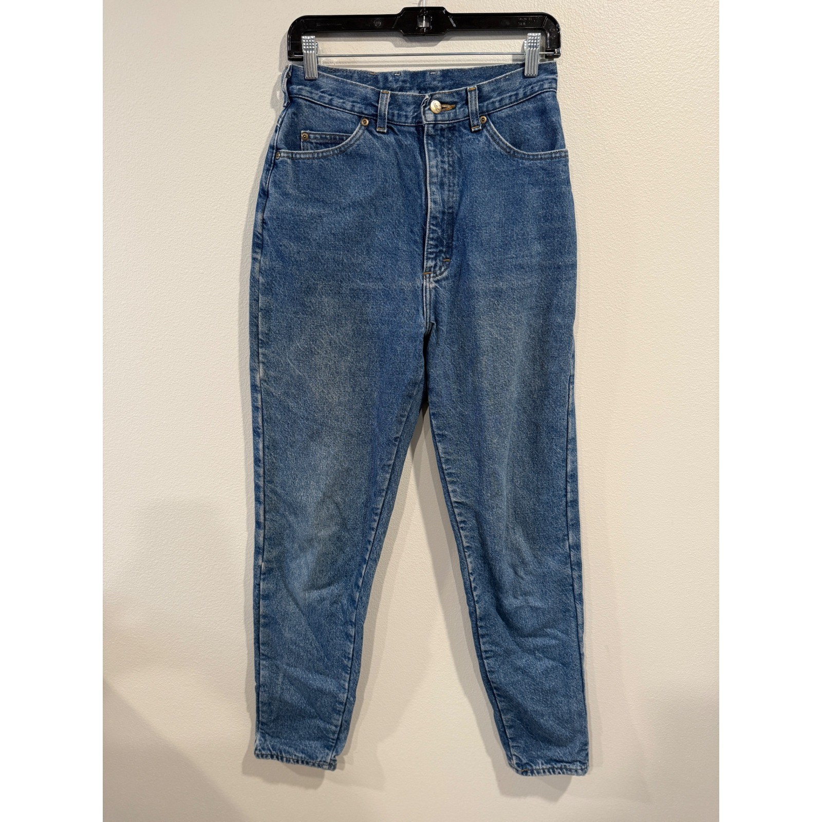 LL Bean Vintage Womens High Rise Flannel Lined Tapered Leg Jeans Blue 26×29.5