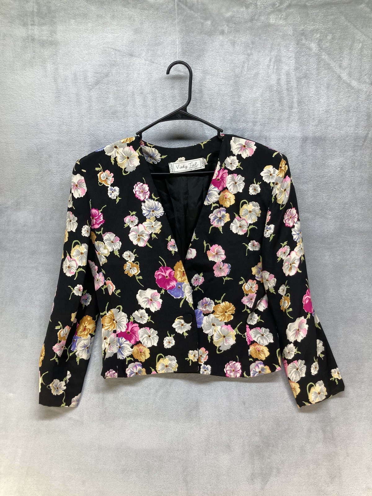 VTG 1980s VICKY TIEL Couture Silk Floral Jacket *Read *