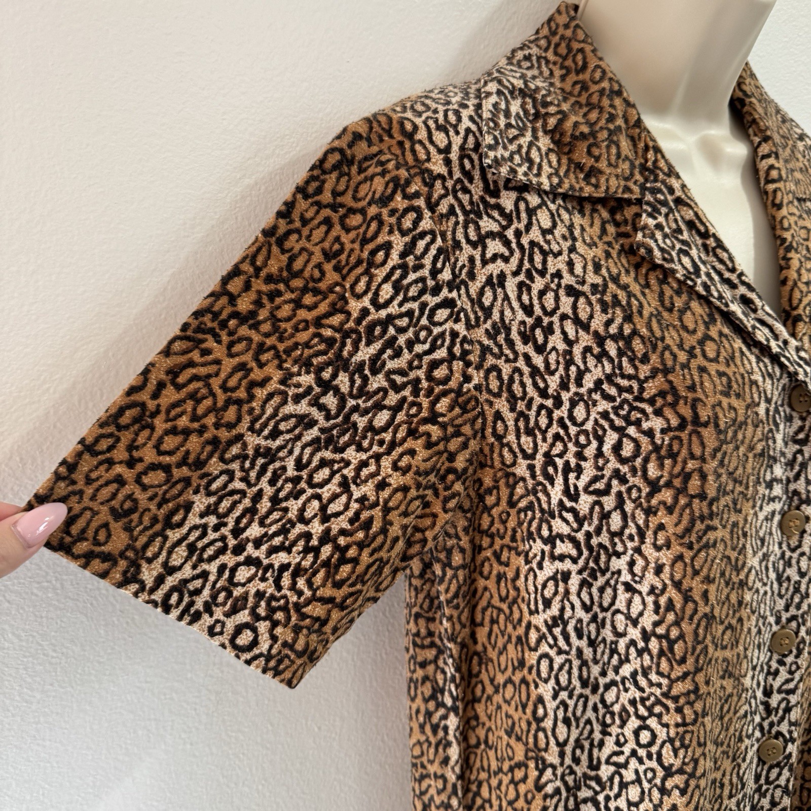 Vintage Y2K 90s Nick & Sarah Maxi Dress S Leopard 100% Raw Silk Grunge Punk