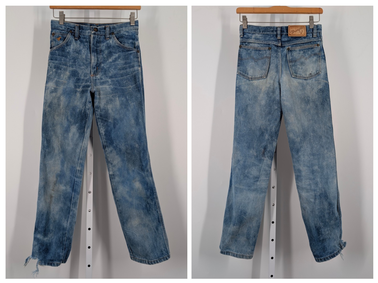 Wrangler Vintage 60s Cloudburst Fade Indigo Triple Stitch Talon Zip 26 x 26 USA