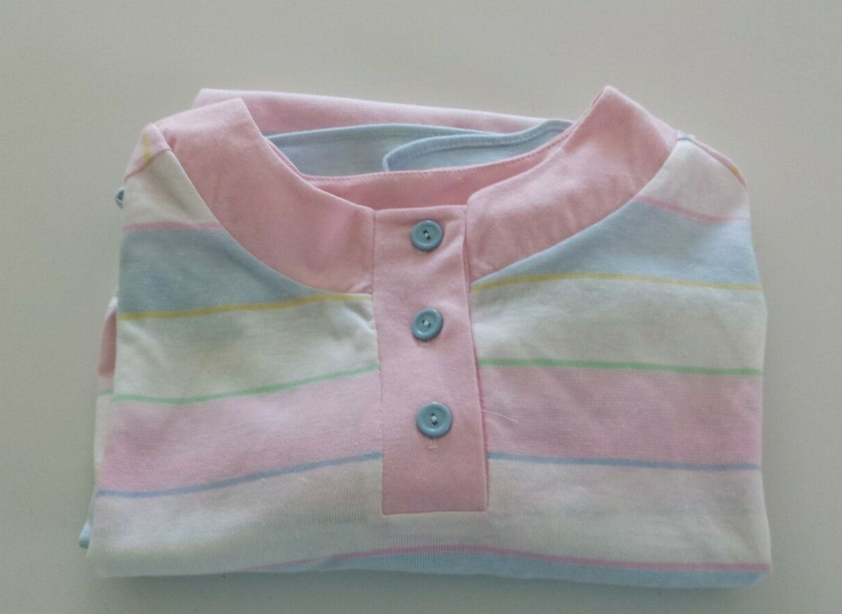 Vintage Jennifer Dale Nightgown Womens One Size Pastel Stripe Night Shirt