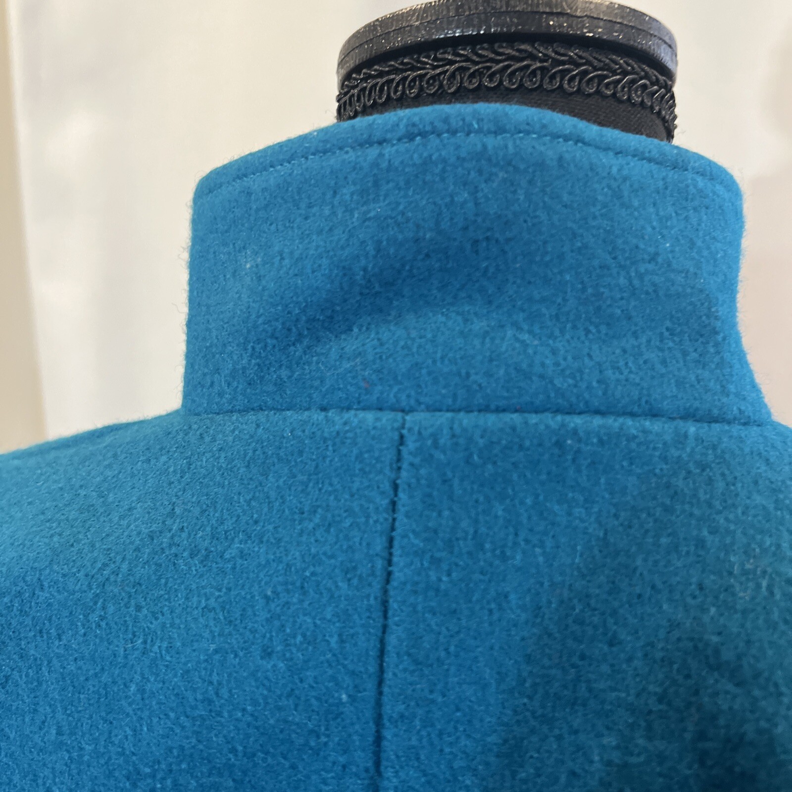 Vintage Learsi Turquoise 100% New Wool Coat Fully Lined Size 9 Beautiful