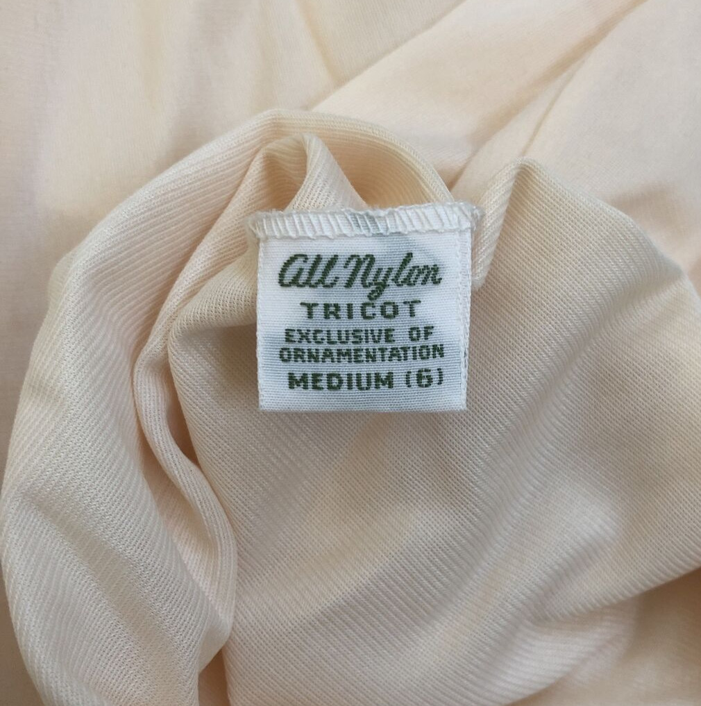 Half Slip Nylon Lace Tricot Long Medium 6 Vintage Cream Side Slit Greenco Maid