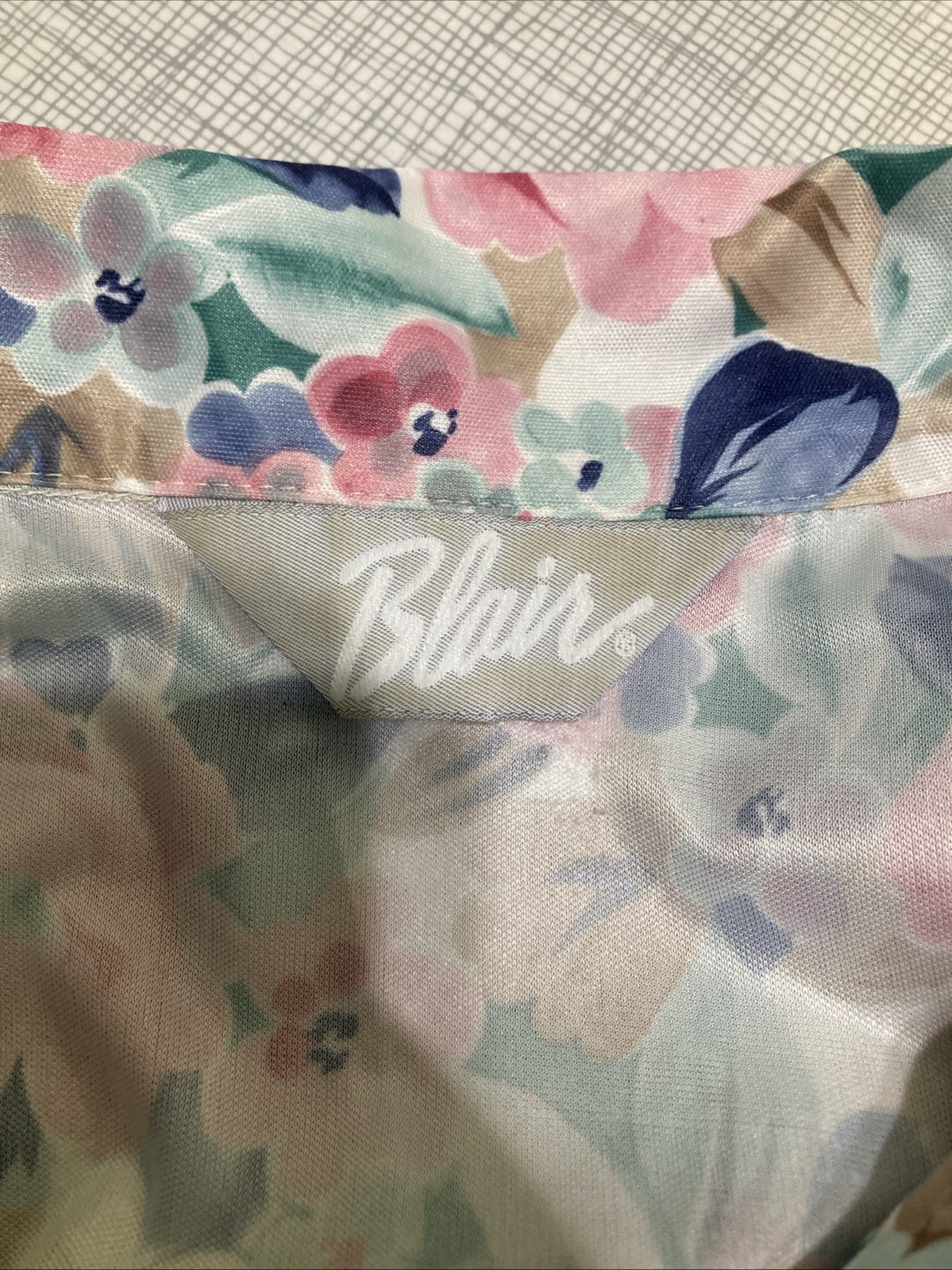 Vtg BLAIR Floral Shirtdress Pastel Pink Blue Midi Dress 80s Does 70s Style XS