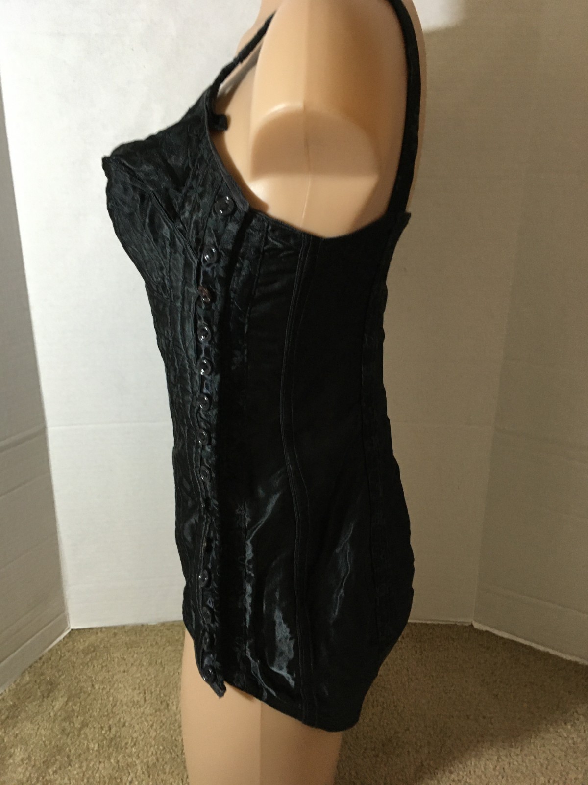 RARE Vtg Antique 20s 1930s? SATIN All in One Girdle Bodysuit Body Shaper BUTTONS