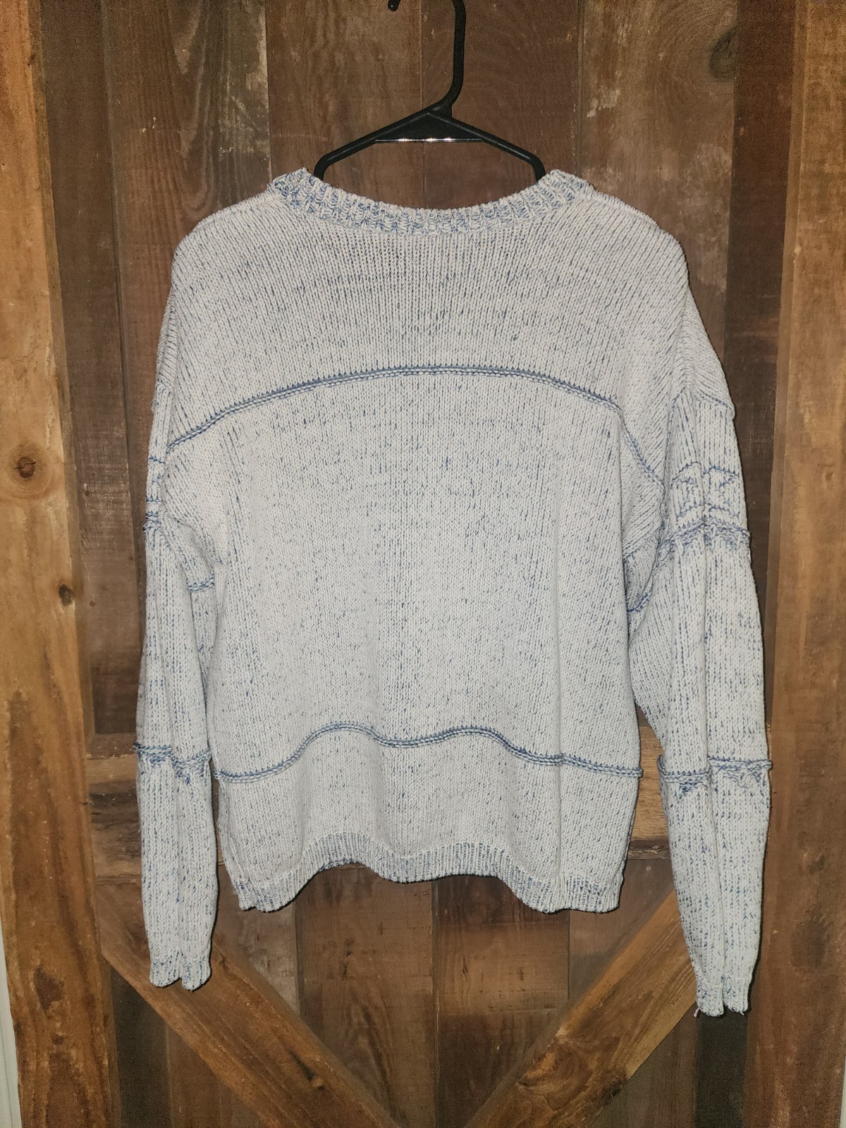 womens vintage 80’s pullover sweaters Size Medium By Pasta Gray And Blue Aztec