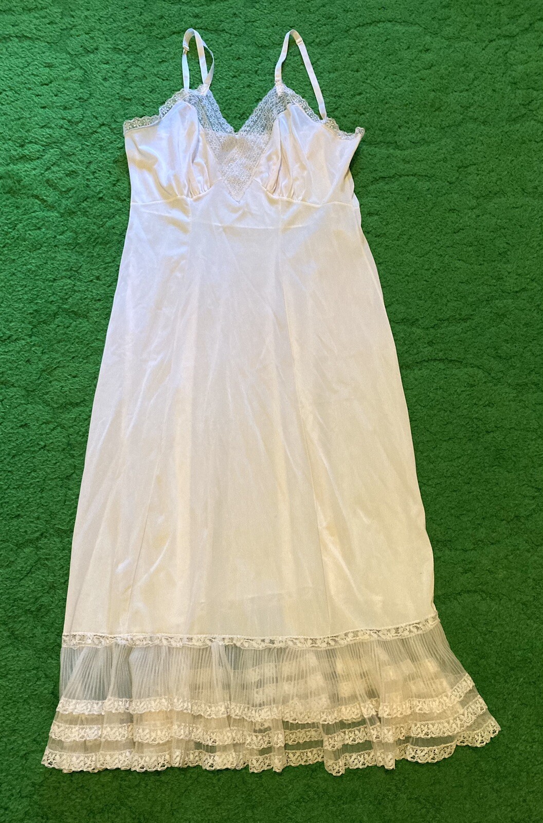 Vintage MCM DuPont Nylon Cream Slip Dress Sz 34
