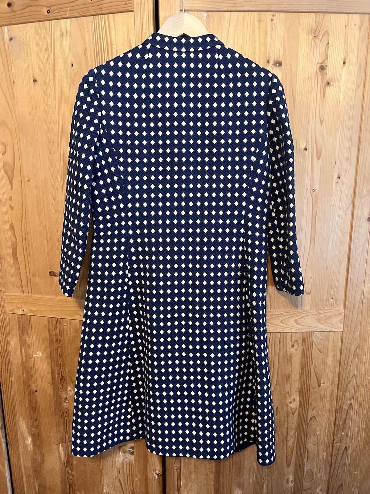 Vintage Mollie Parnis Saks 5th Avenue Collared Mod Dress Blue Patterned 60’s/70’