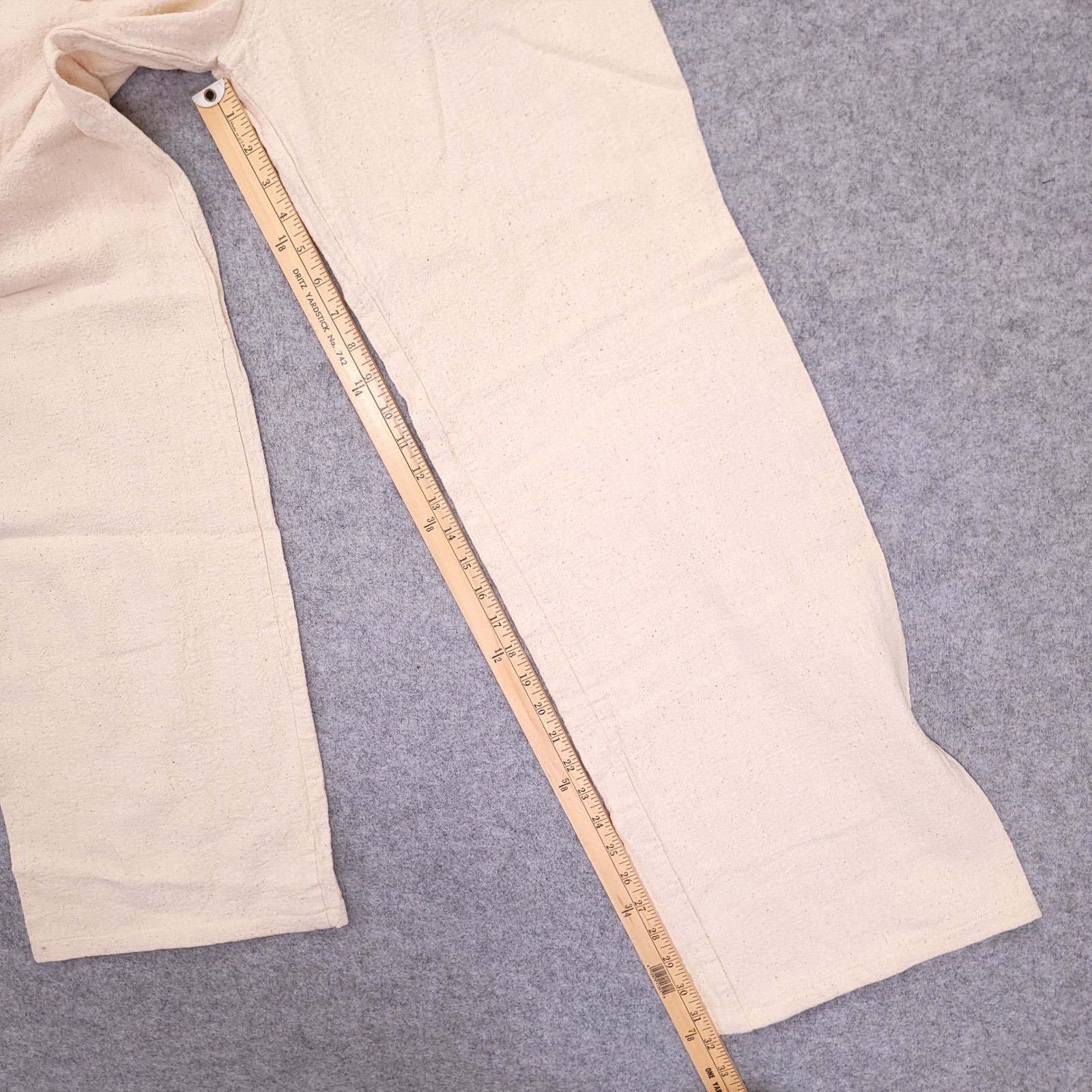 Vintage Santa Monica California Cotton Pants Cream Drawstring Relaxed 32×32