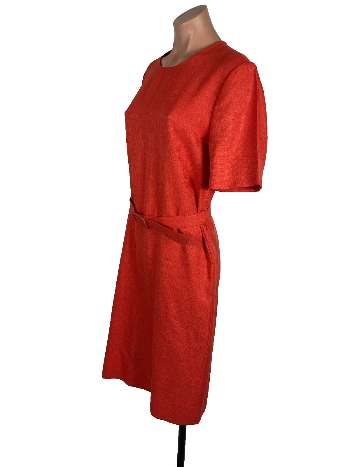Henry Lee Dress Suit Sz 8 Petite, Coral Orange, made in USA, vintage 90’s Belted