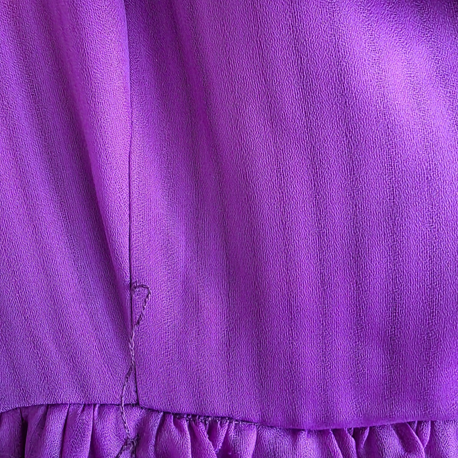 VTG 50’s 60s Handmade Purple A Line Dress V Neck Collar Rockabilly Full Swing