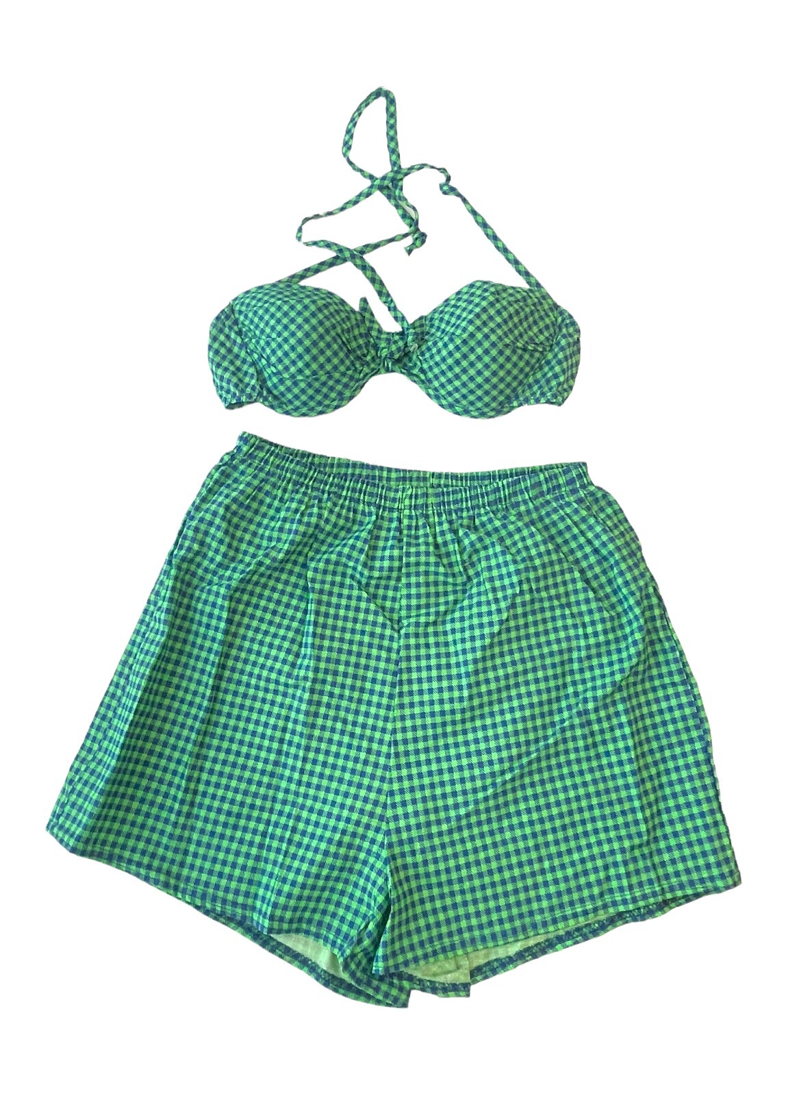 VTG 90s does 60s Deadstock Bikini Underwire Push Up Gingham Pin Up Rockabilly