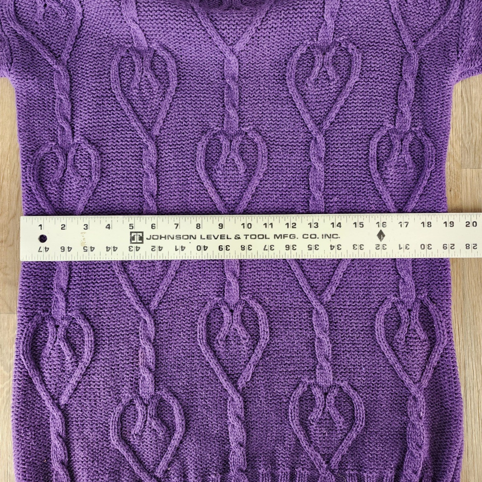 Nuovo County Seat Vintage Purple Heart Cable Knit Sweater Tunic Mock Neck Medium