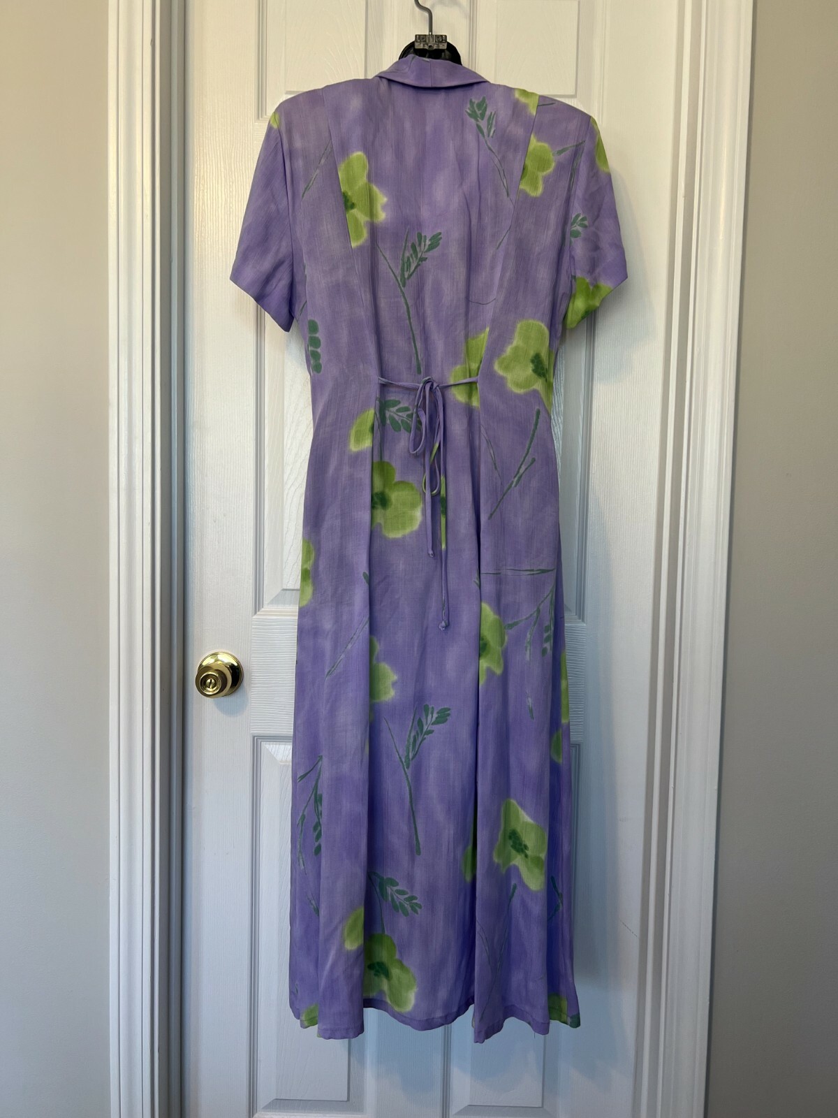 Jeffery & Dara Vintage Lavender Floral Short Sleeve Long Dress Sz 10
