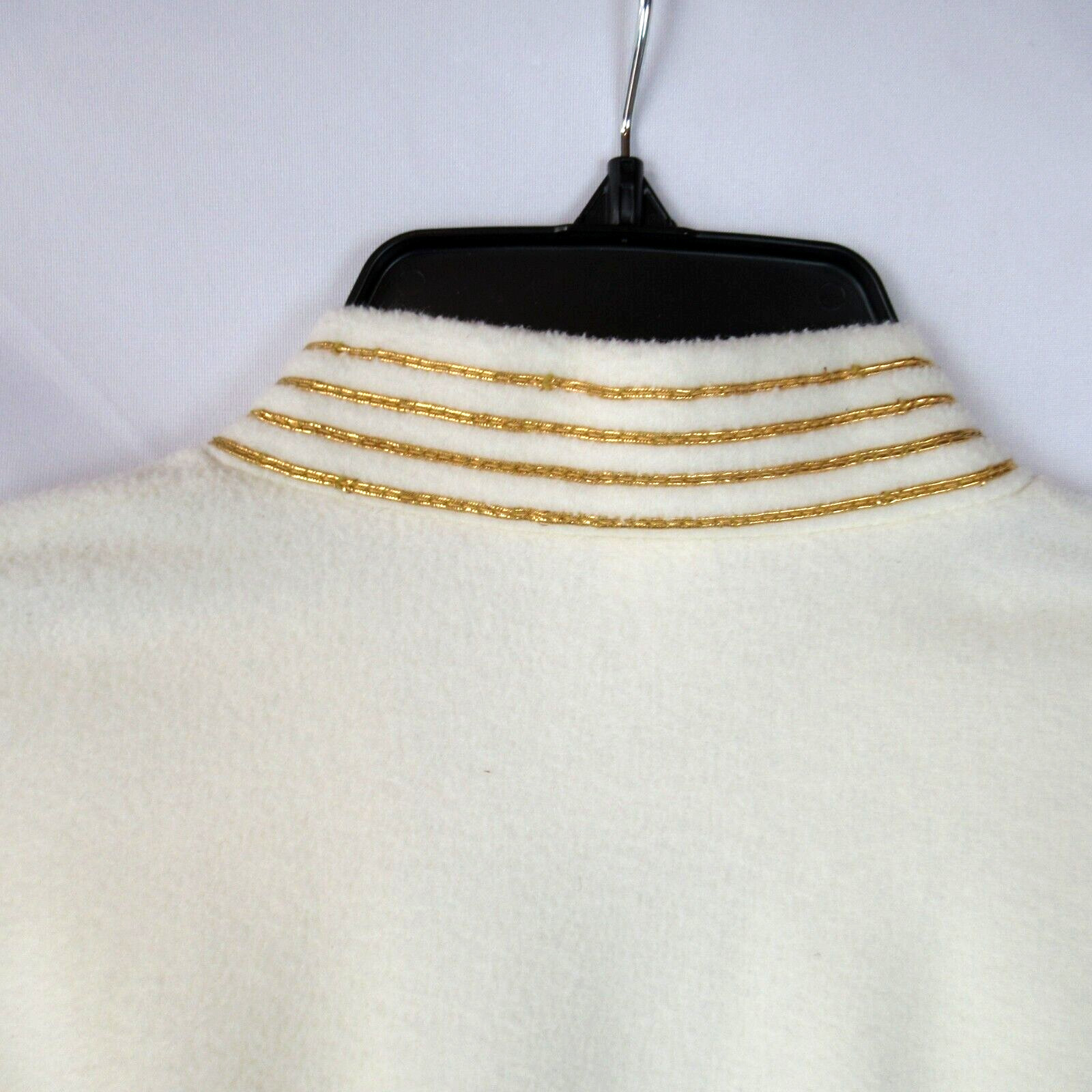 Vintage SEARS Cream Robe Gold Metallic Trim Belt SMALL 3/4 Sleeves At Home Wear