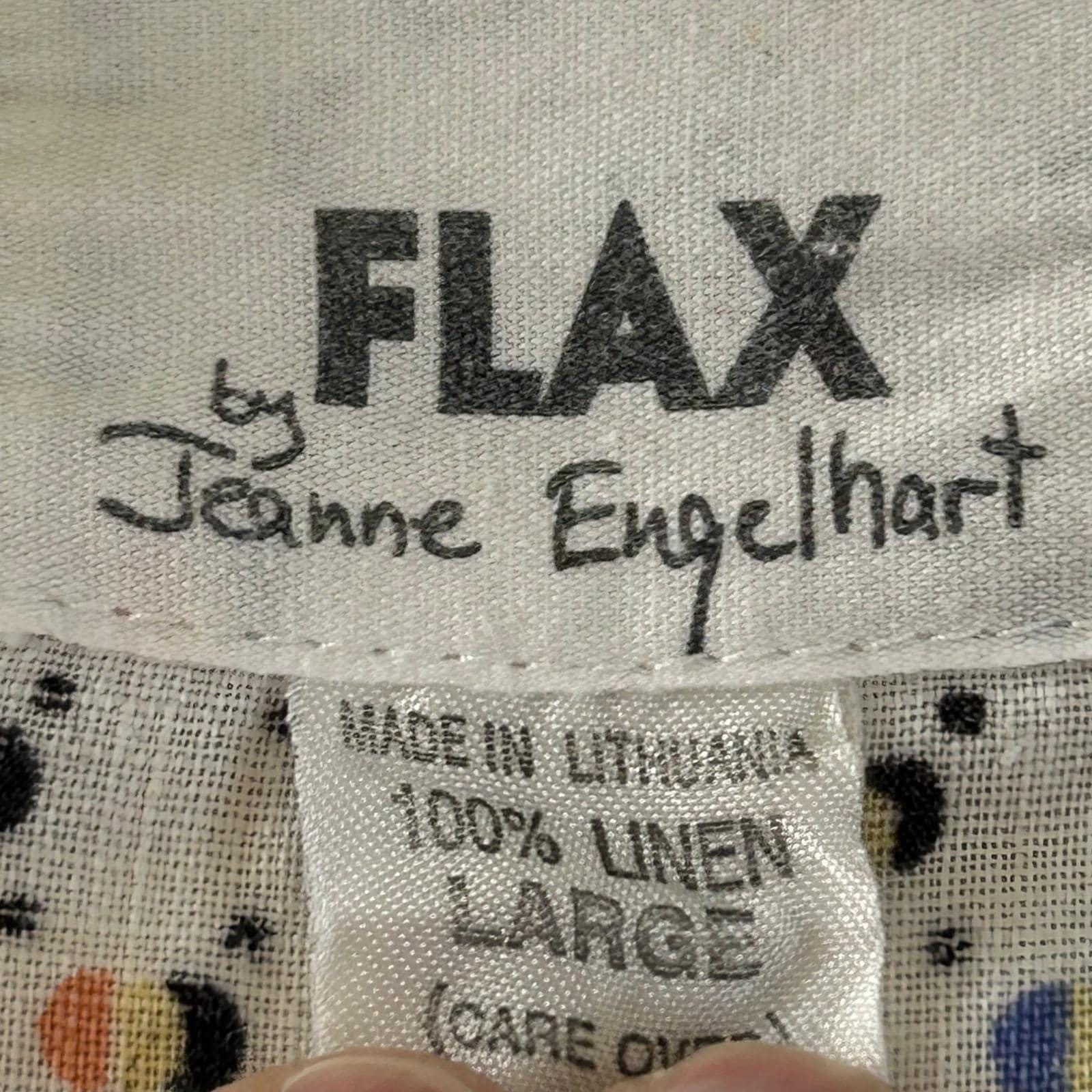 FLAX 2 Piece Shirt & Tank Set Women Large Cream Dot Linen Lagenlook Coastal Art