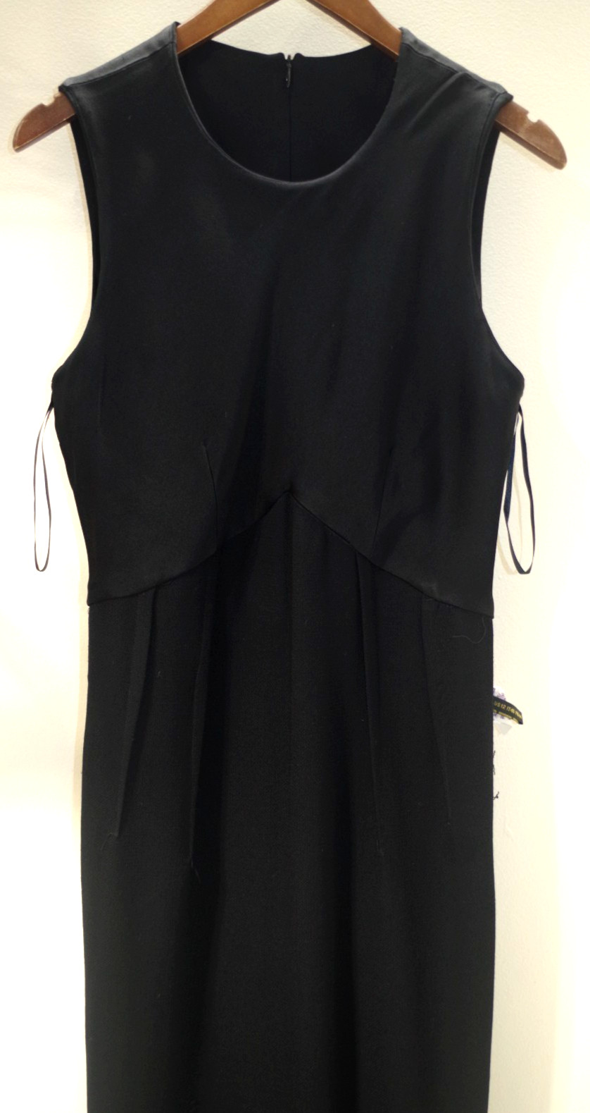 B6 Vintage Donna Karan Wool & Satin Little Black Dress 12 Formal USA Made Lined