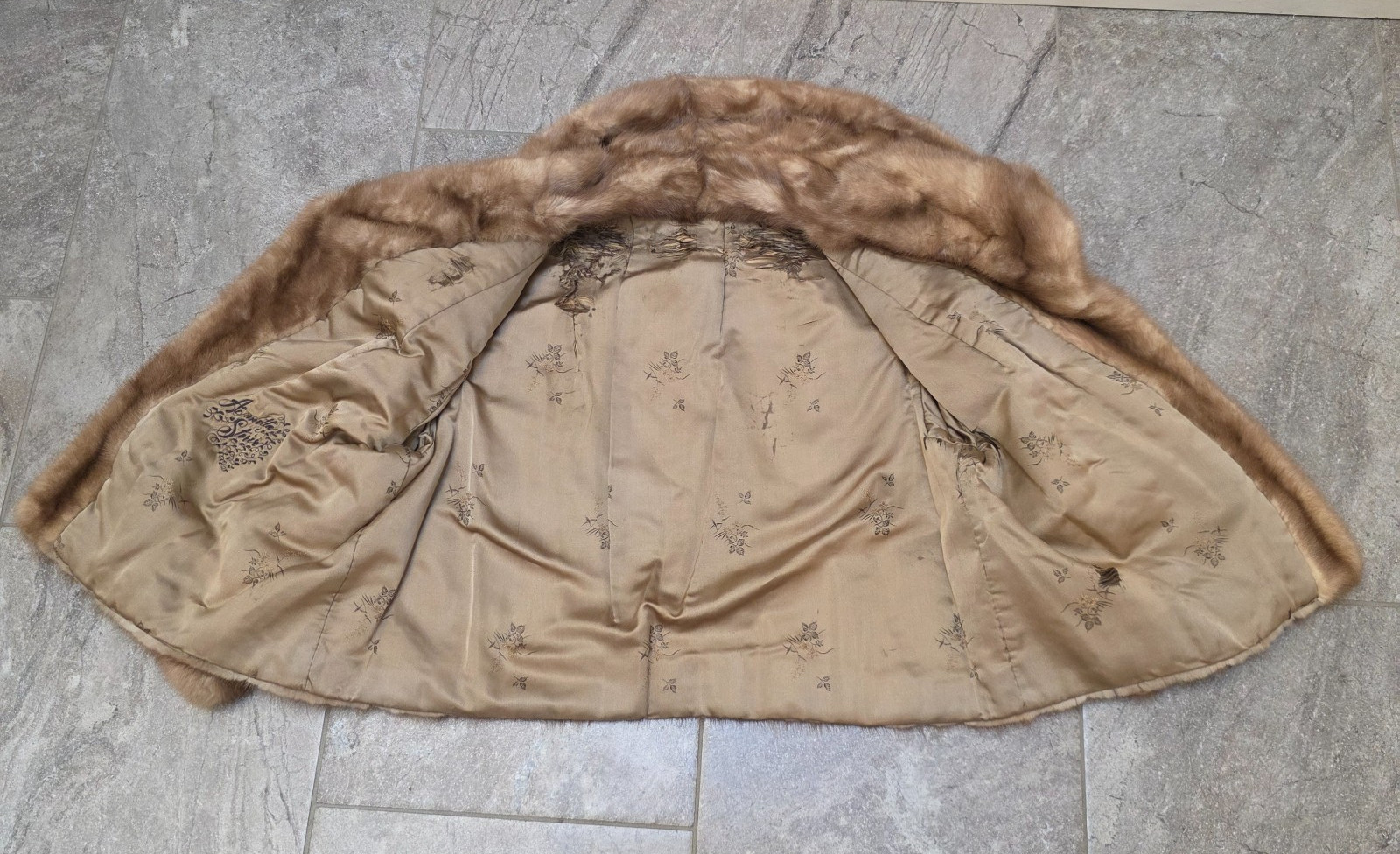 Vintage Mink Fur Stole Honey Brown vtg made in Paris 50’s vtg
