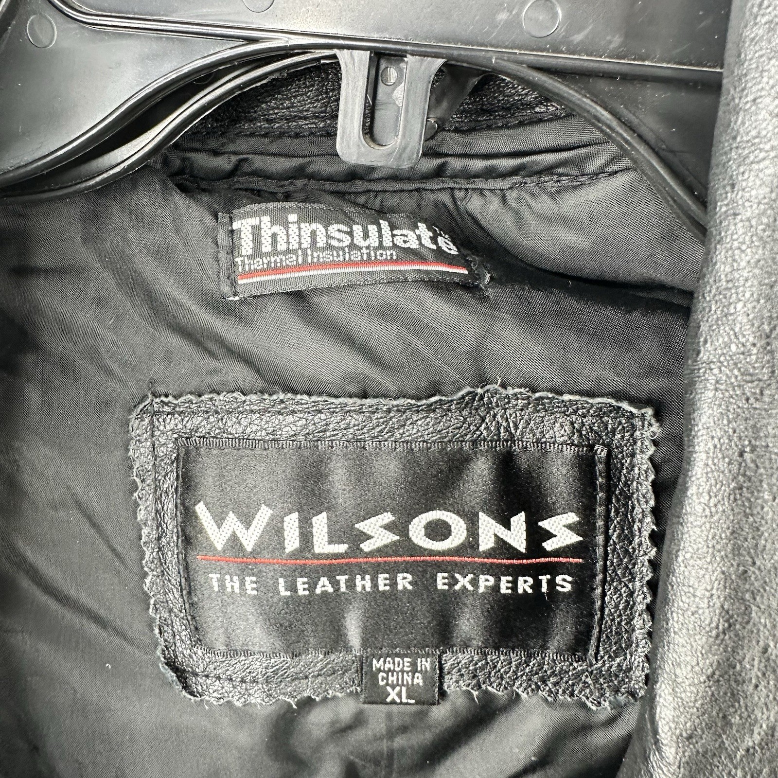 Vintage 80s Wilsons Womens Black Leather Batwing Bomber Jacket Embossed Sz XL