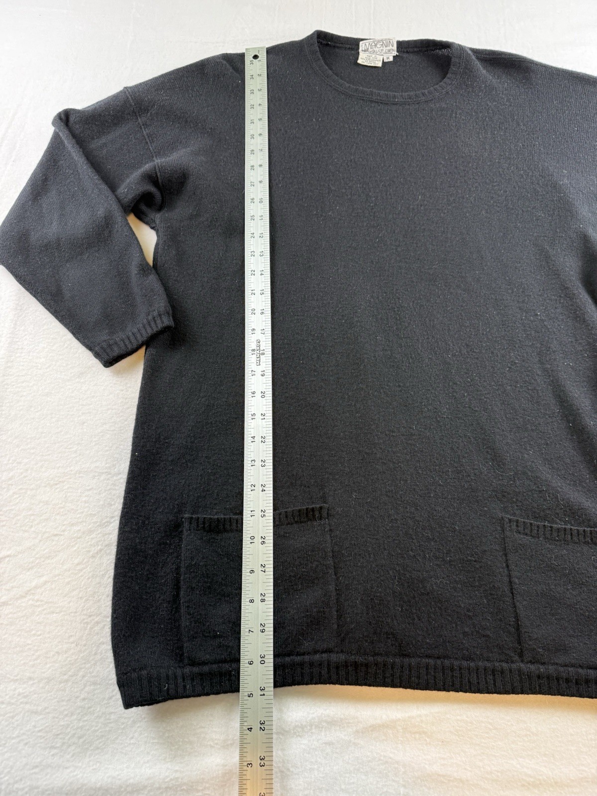 I.Magnin Vintage Women’s Black Pure Cashmere Tunic Sweater Size M Hong Kong