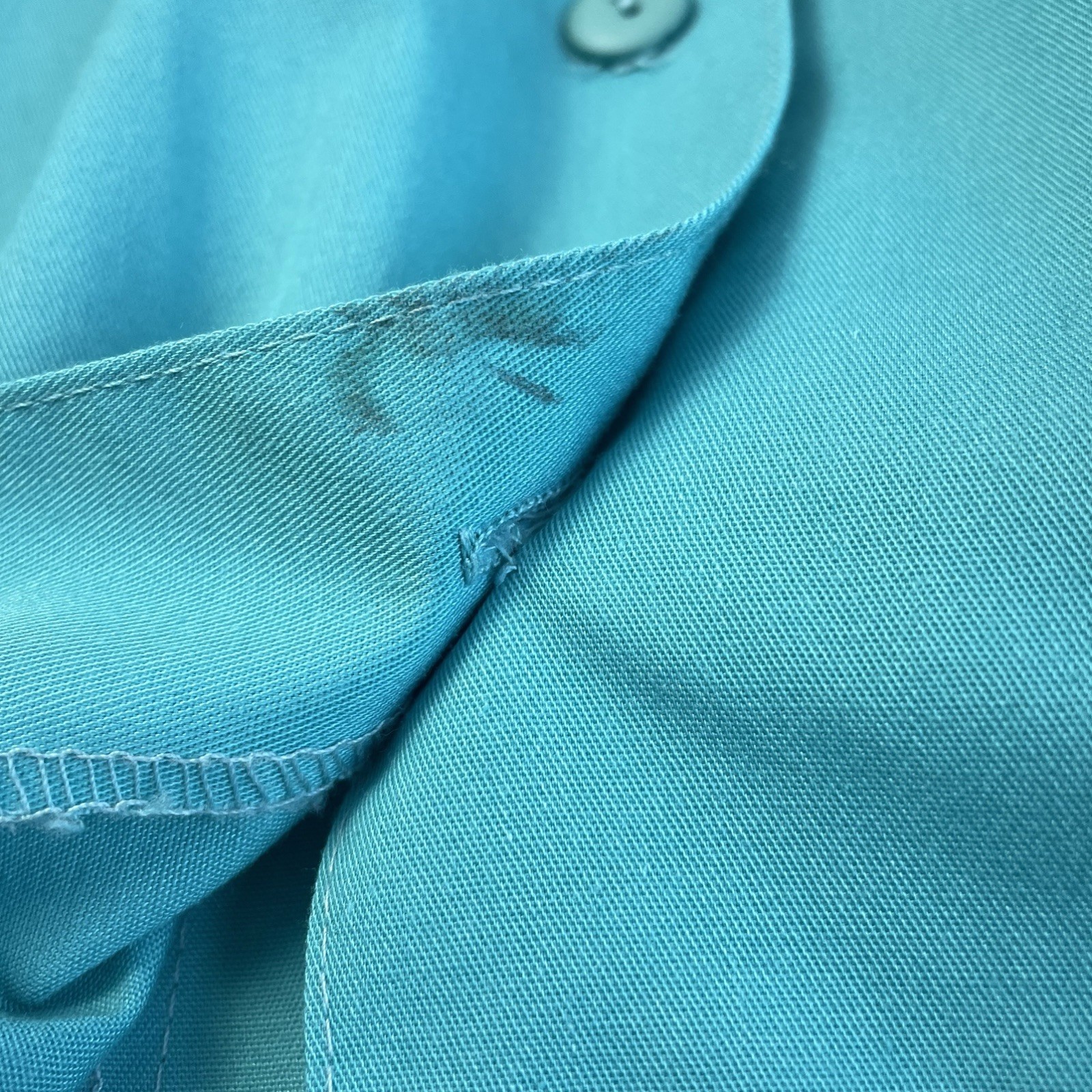Vintage 80s XS Teal Button Front Midi Skirt High Rise A-Line Turquoise Preppy