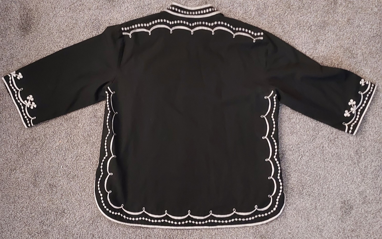 Vtg Caro Of Honolulu Black White Embroidered Top Blouse Boho Rockabilly Size 14